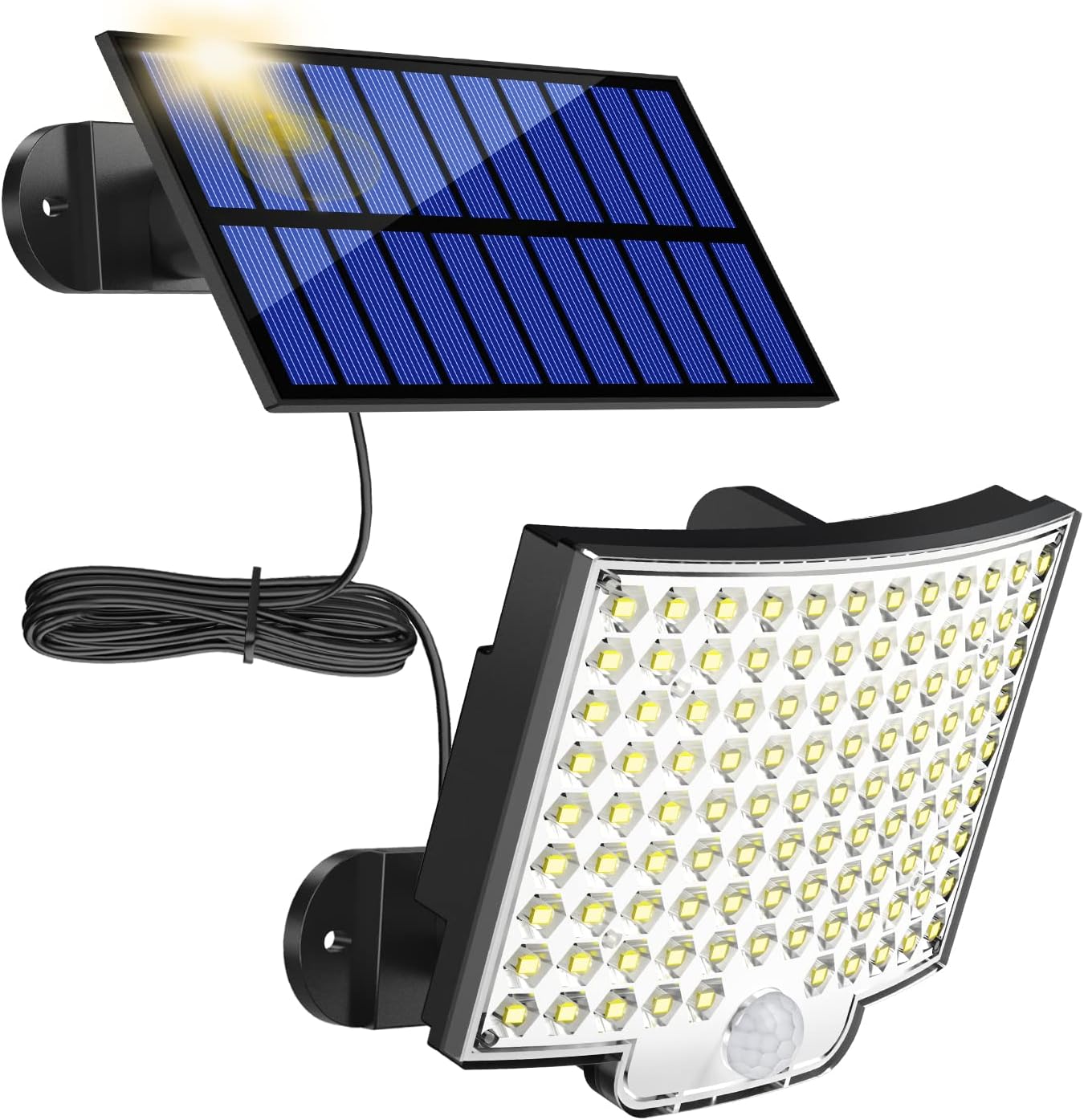 Solarbetriebene Außenwandleuchte Mit 106 Leds, Bewegungserkennung, Schutzart Ip65, 120° Abstrahlwinkel, 5 M Kabel.