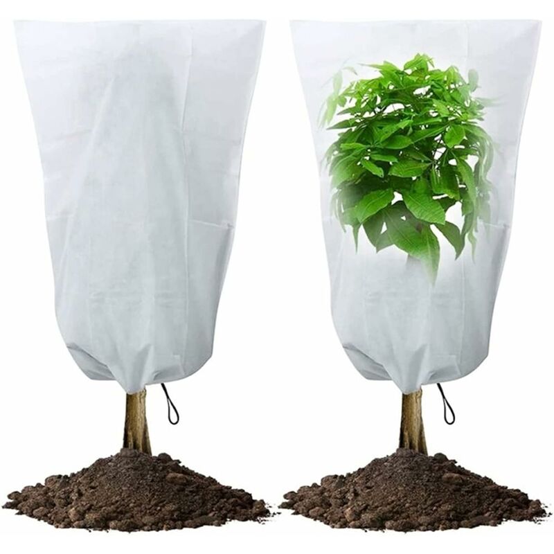 Wintermulch Für Pflanzen, 2er-packung, Wiederverwendbarer Frostschutzbeutel Aus Vliesstoff Mit Kordelzug Für Den Außenbereich