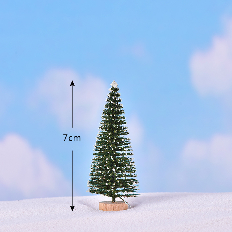 Set Mit 6 Künstlichen Mini-weihnachtsbäumen, Festliche Heimdekoration, Schneeflocken, Konfluenz - 7 Cm