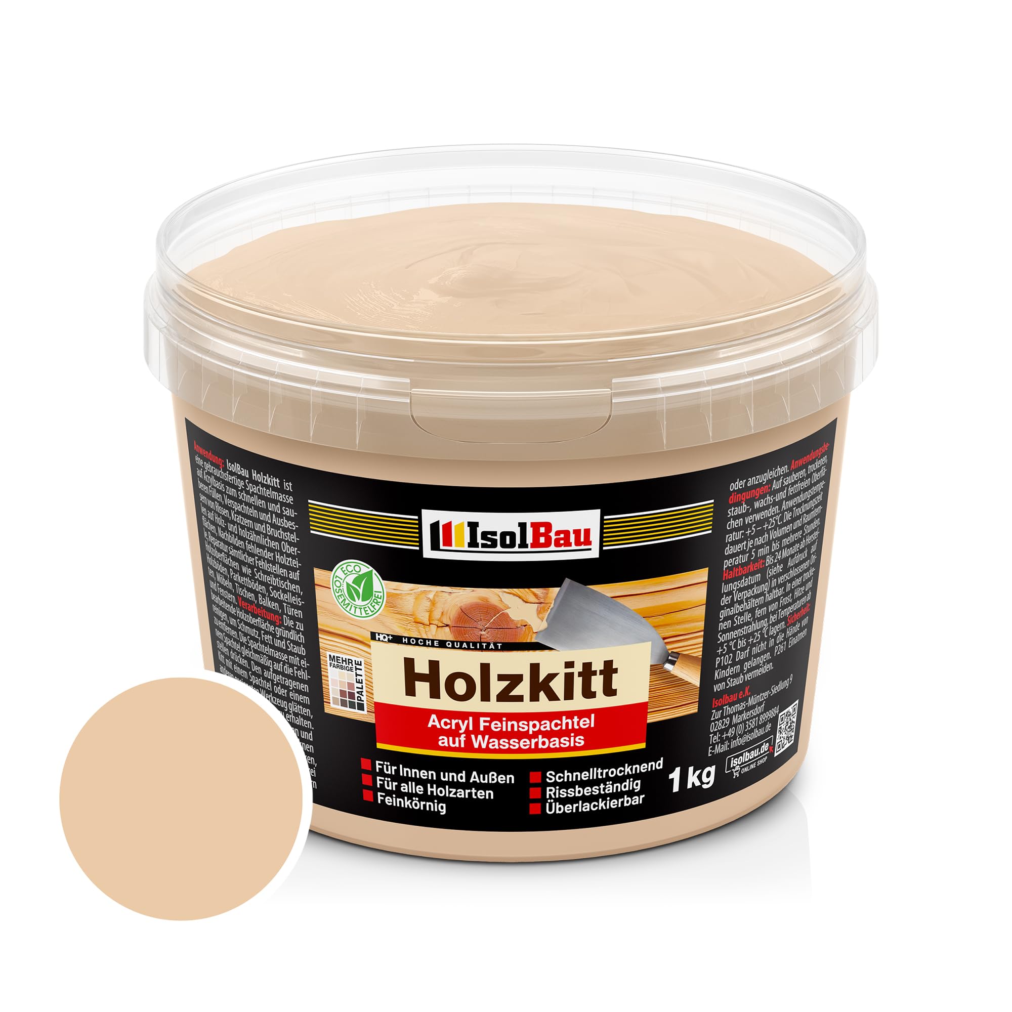 Holzkitt Spachtelmasse Holzspachtelmasse Außen Innen 1 Kg Buche Mittel ( Nr. 6 )