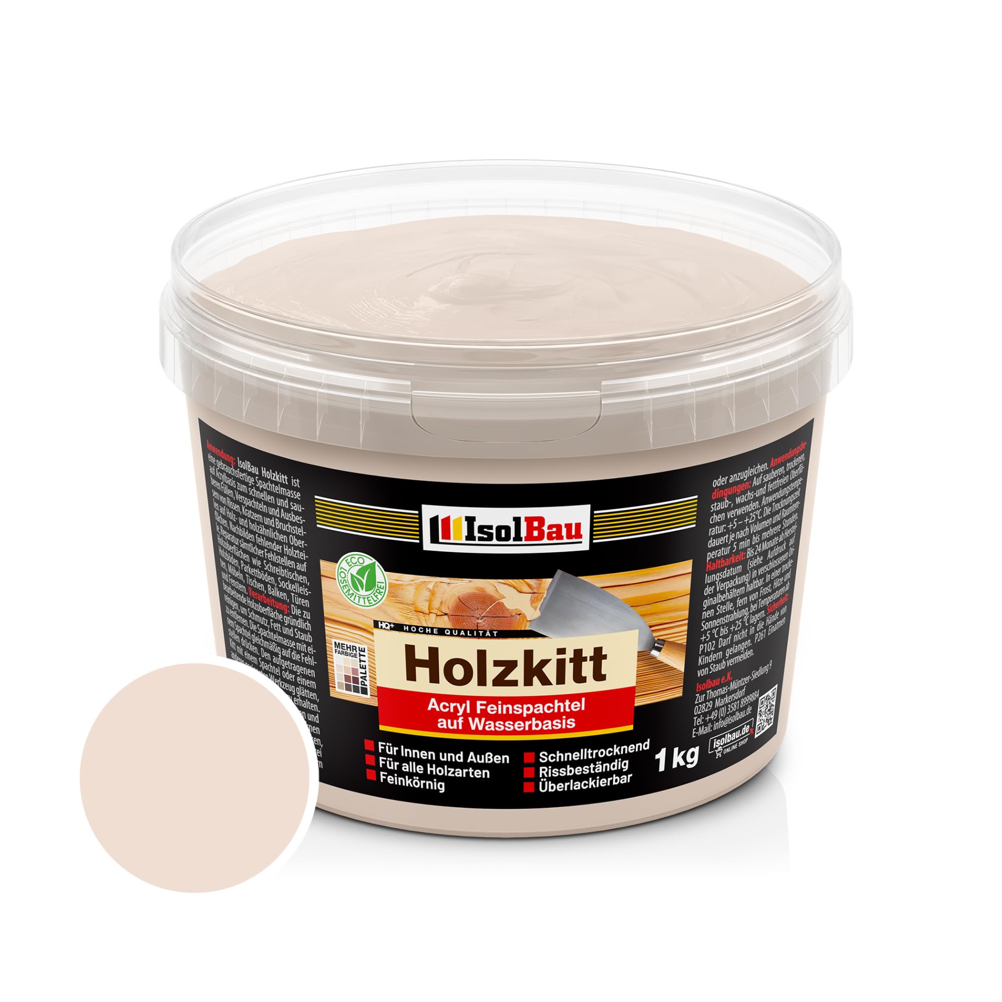 Holzkitt Spachtelmasse Holzspachtelmasse Außen Innen 1 Kg Buche Hell ( Nr. 5 )