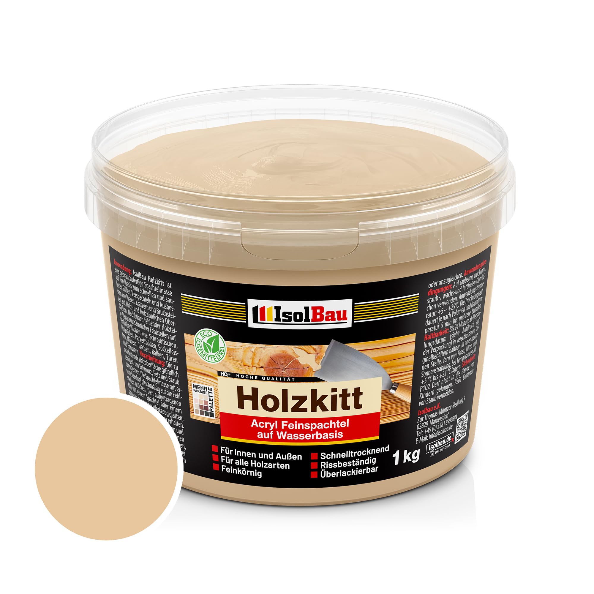 Holzkitt Spachtelmasse Holzspachtelmasse Außen Innen 1 Kg Buche Natur ( Nr. 25 )