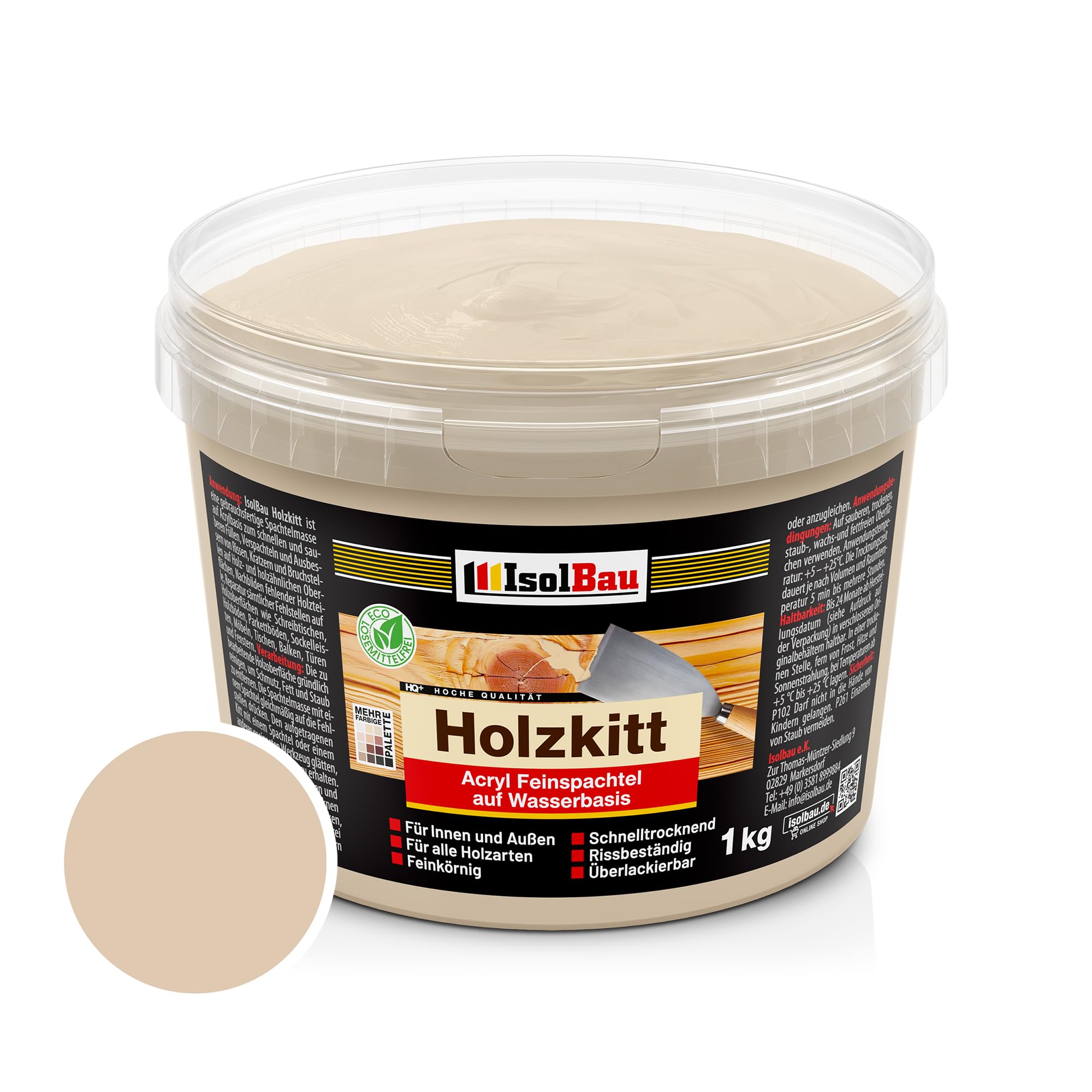 Holzkitt Spachtelmasse Holzspachtelmasse Innen Außen 1 Kg Eiche Mitte ( Nr. 19 )