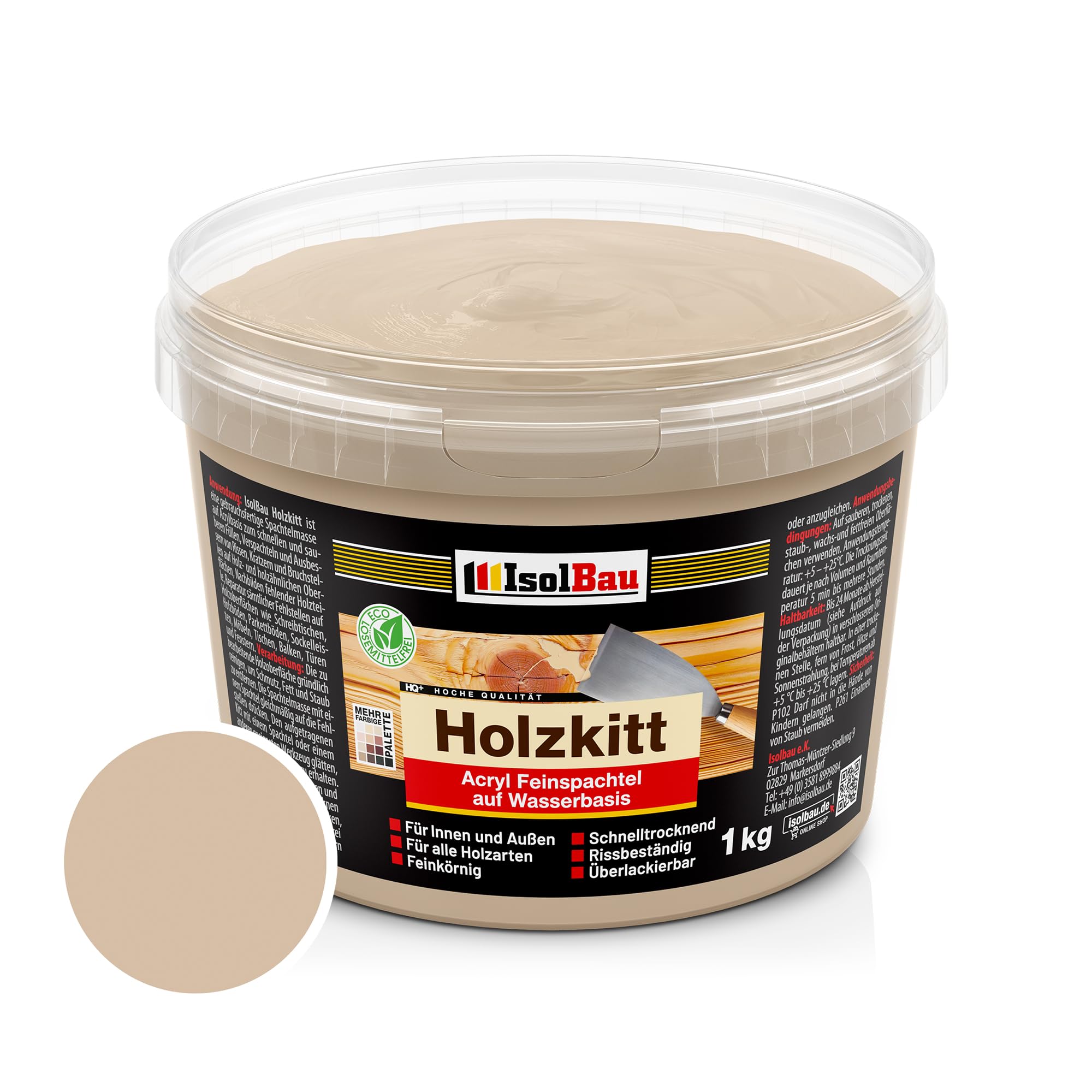 Holzkitt Spachtelmasse Holzspachtelmasse Außen Innen 1 Kg Eiche Dunkel (nr. 20)