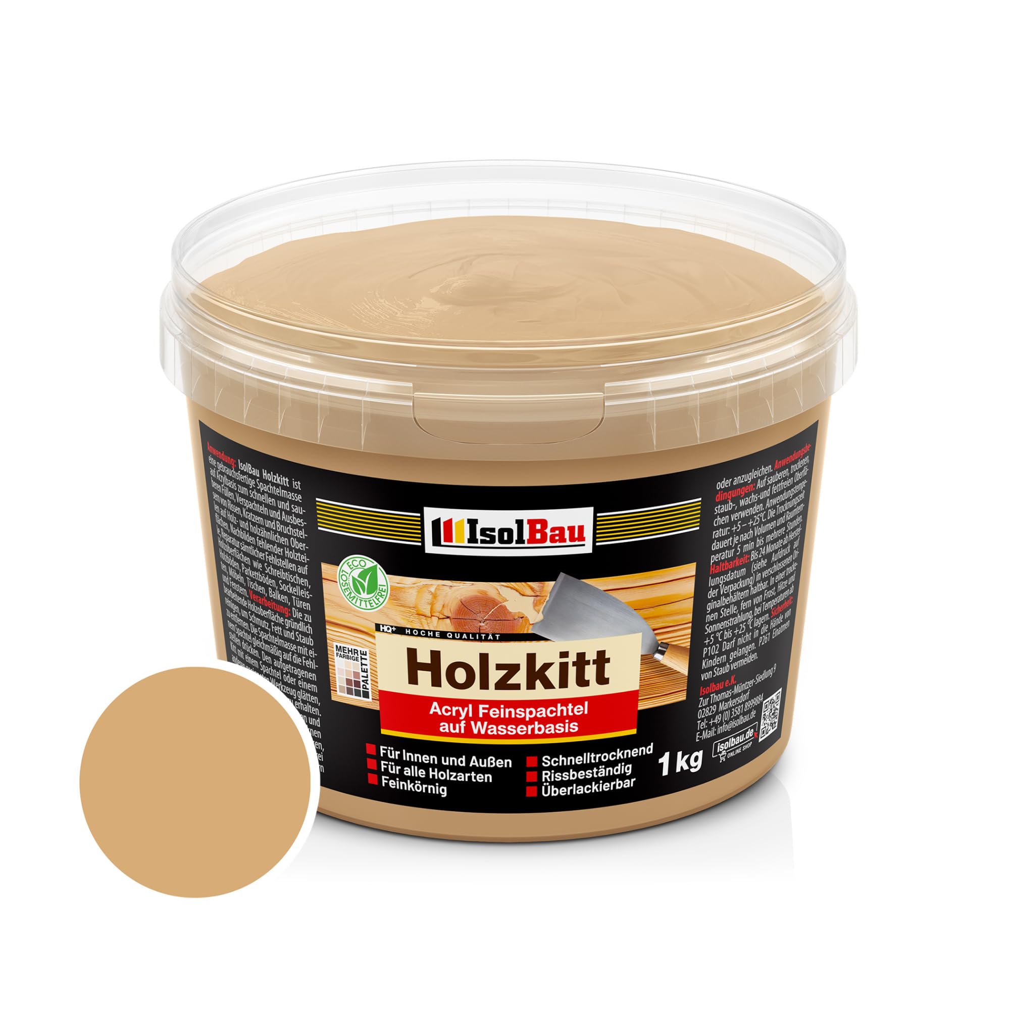 Holzkitt Spachtelmasse Holzspachtelmasse Außen Innen 1 Kg Eiche Natur ( Nr. 24 )