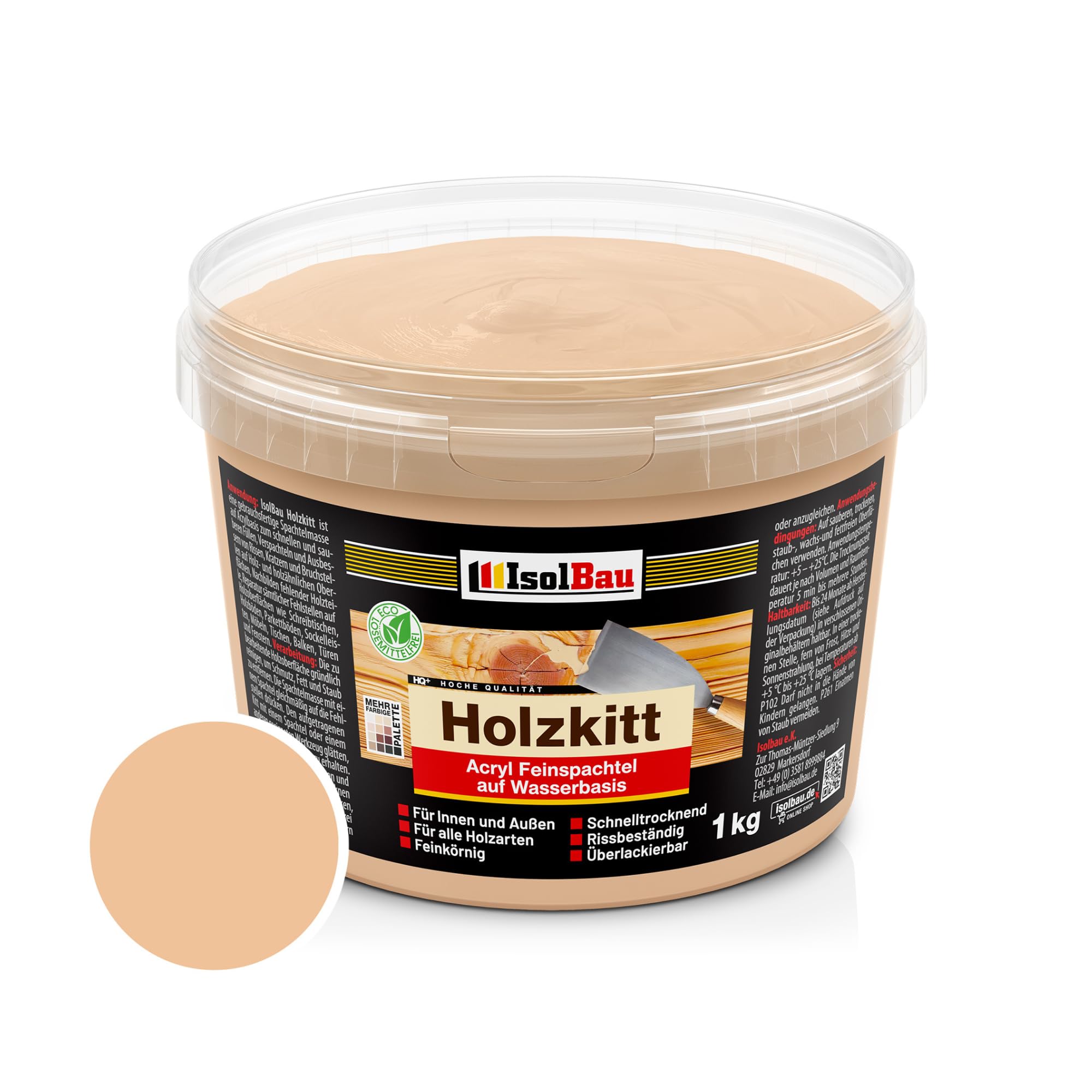 Holzkitt Spachtelmasse Holzspachtelmasse Innen Außen 1 Kg Erle ( Nr. 17 )