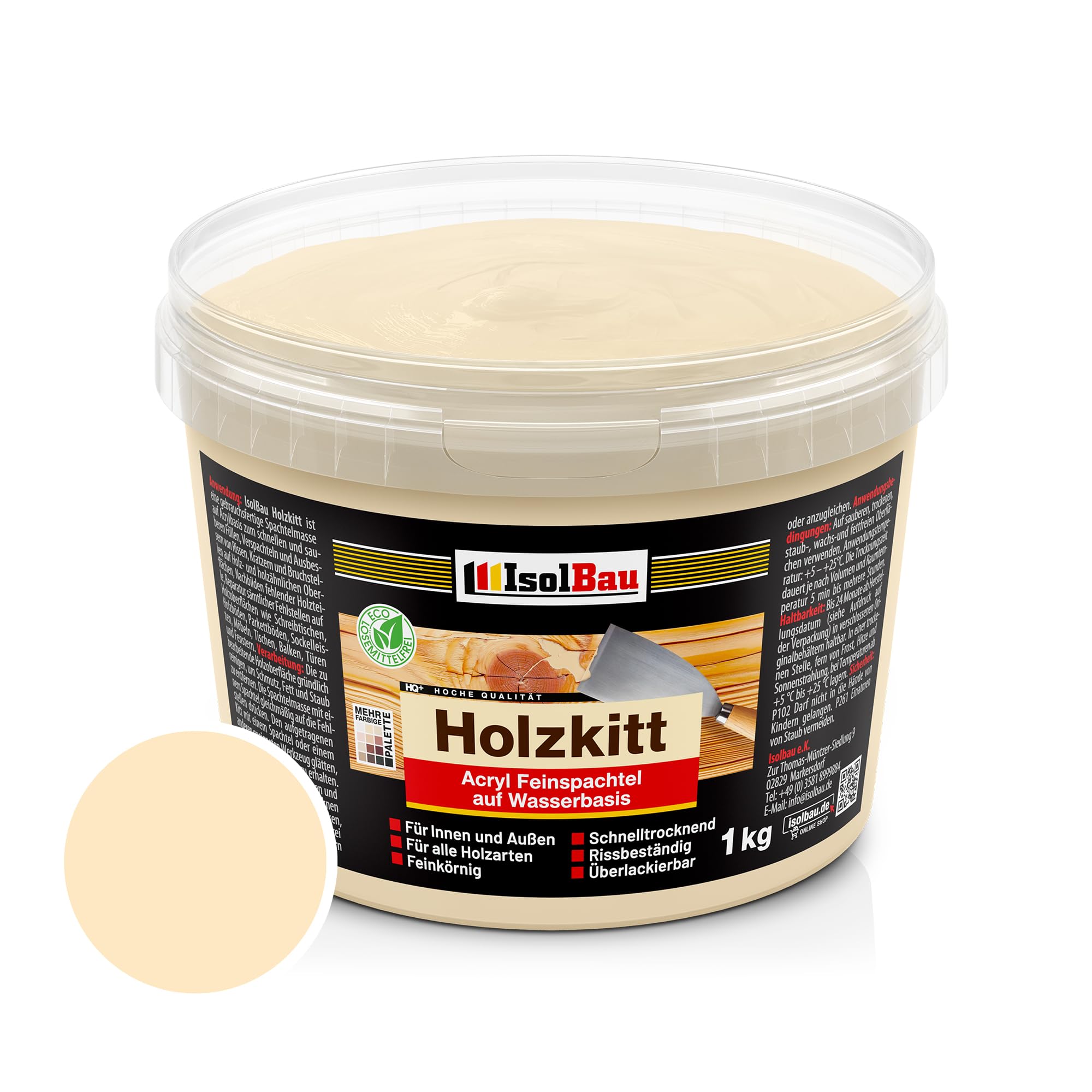 Holzkitt Spachtelmasse Holzspachtelmasse Innen Außen 1 Kg Kiefer Hell ( Nr. 8 )