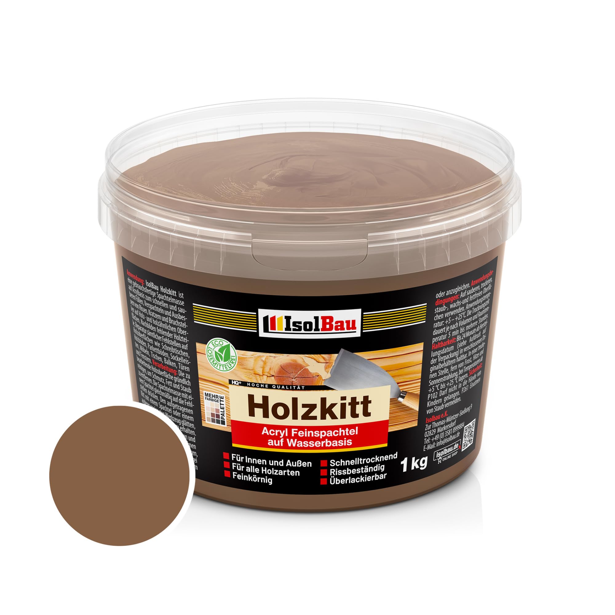 Holzkitt Spachtelmasse Holzspachtelmasse Außen Innen 1 Kg Nussbaum Dunkel (nr.4)