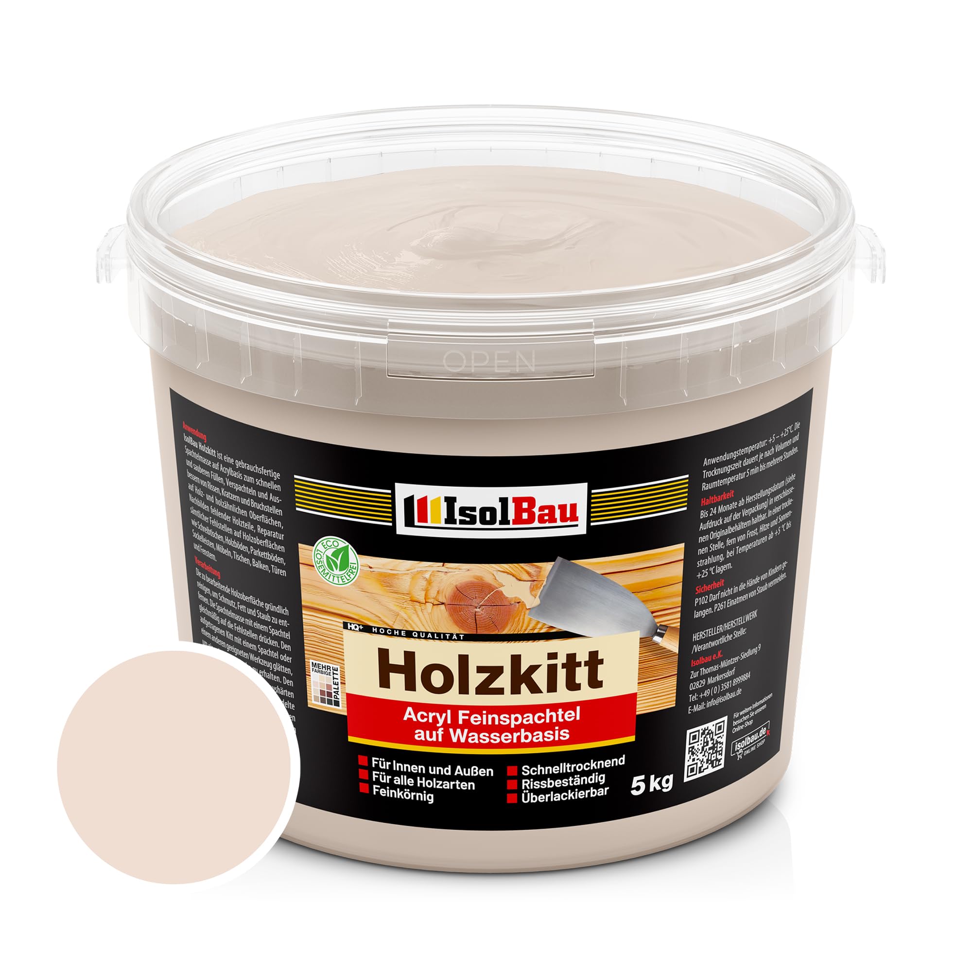 Holzkitt Spachtelmasse Holzspachtelmasse Außen Innen 5 Kg Buche Hell ( Nr. 5 )