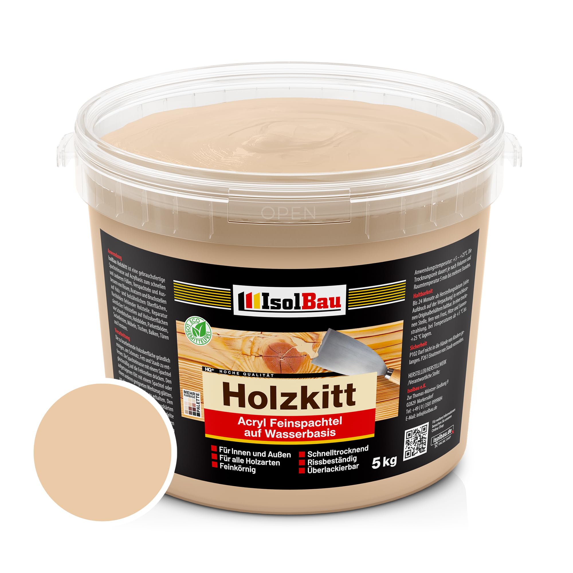 Holzkitt Spachtelmasse Holzspachtelmasse Außen Innen 5 Kg Buche Mittel ( Nr. 6 )