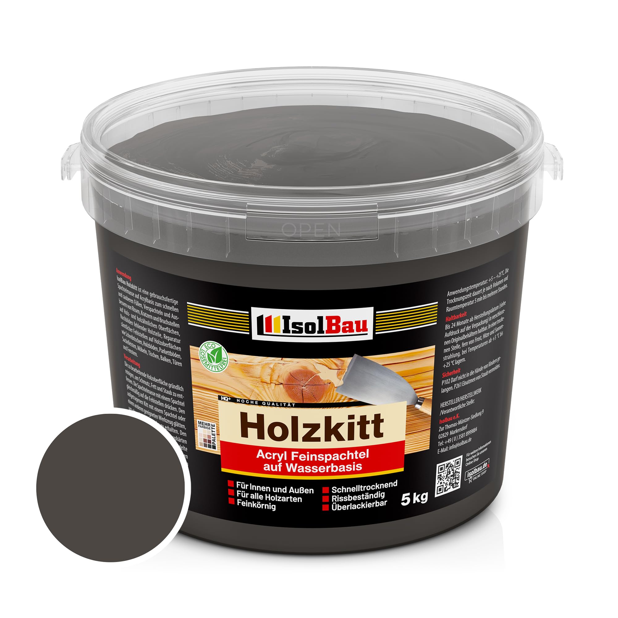 Holzkitt Spachtelmasse Holzspachtelmasse Außen Innen 5 Kg Ebenholz ( Nr. 12 )