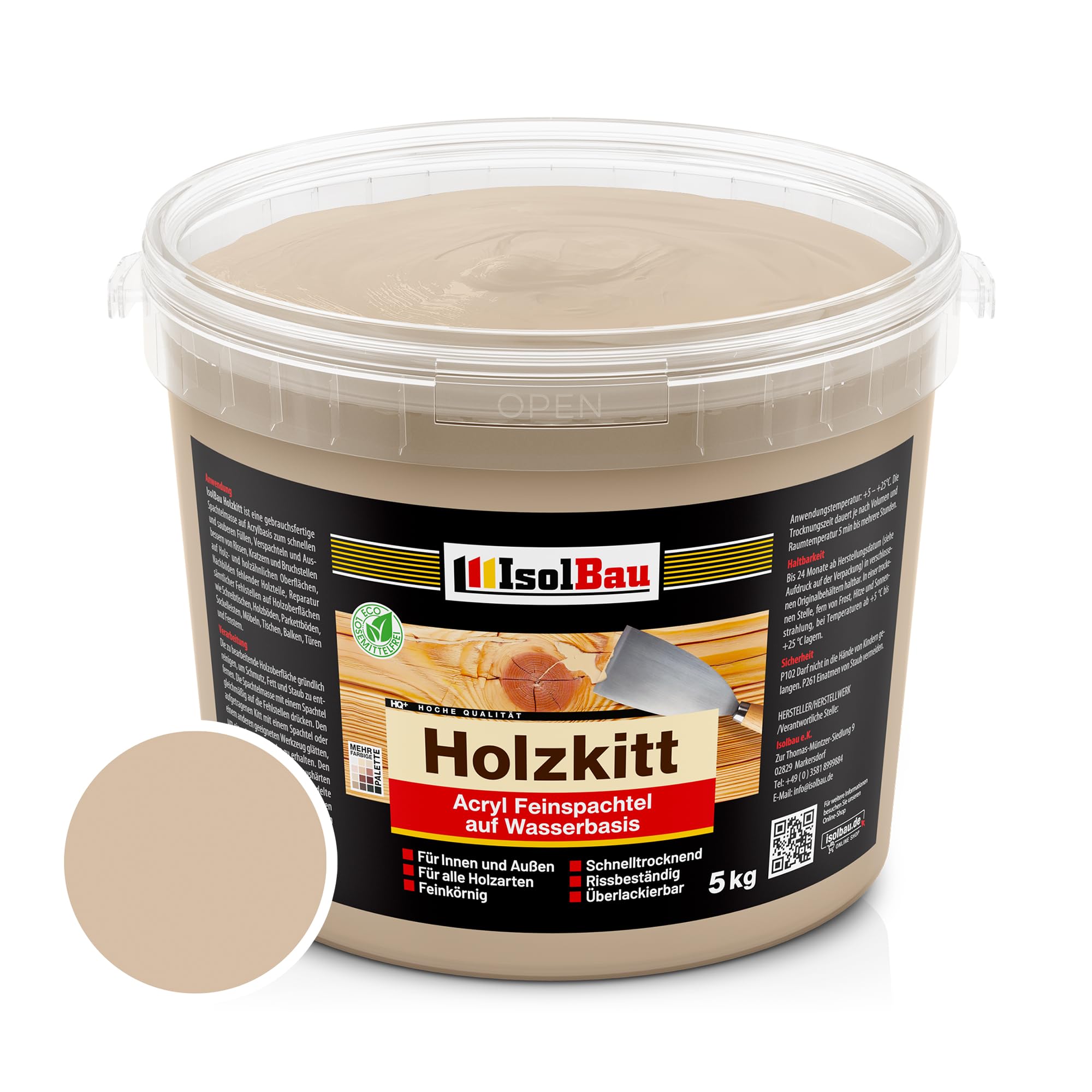 Holzkitt Spachtelmasse Holzspachtelmasse Innen Außen 5 Kg Eiche Dunkel (nr. 20)