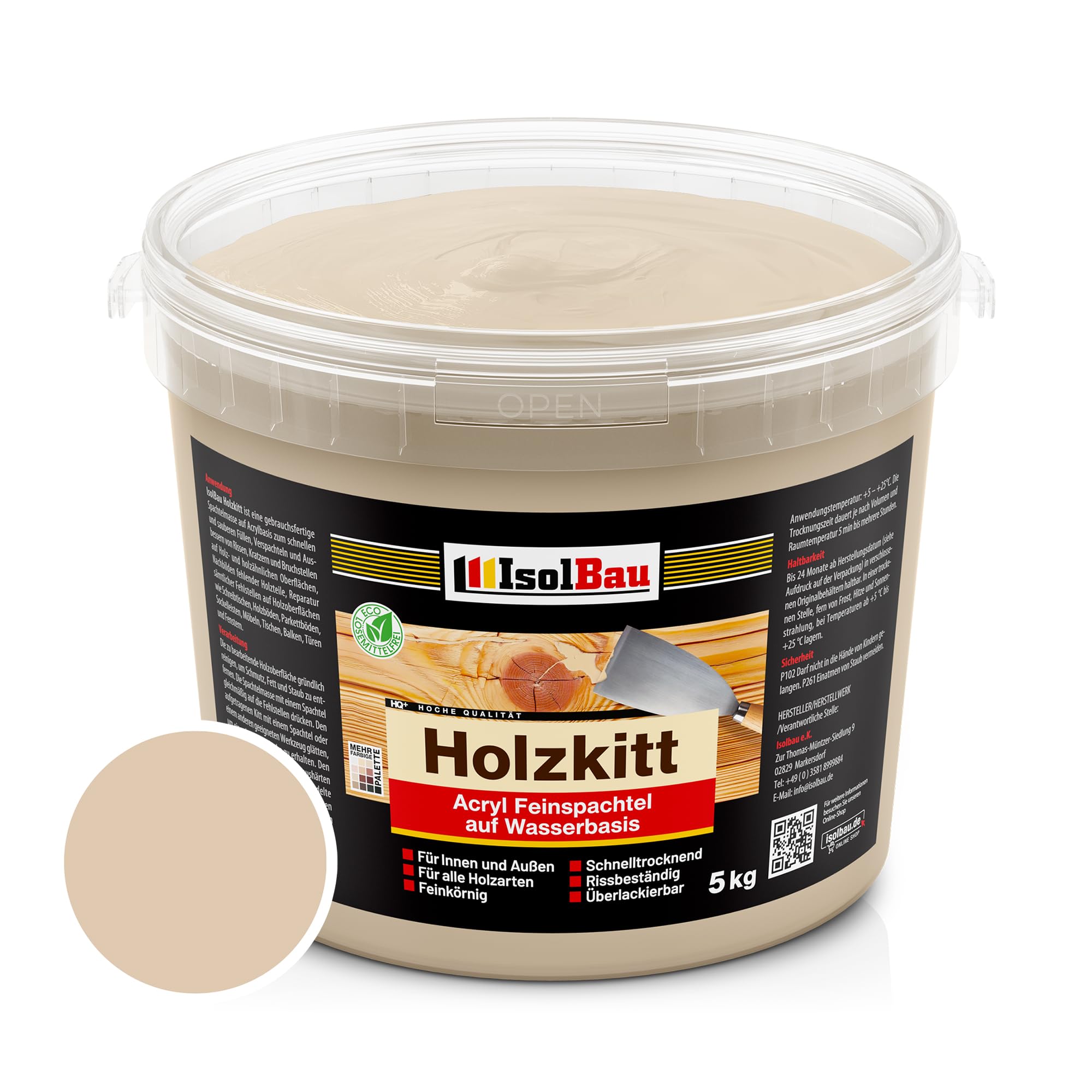 Holzkitt Spachtelmasse Holzspachtelmasse Innen Außen 5 Kg Eiche Mittel (nr. 19)