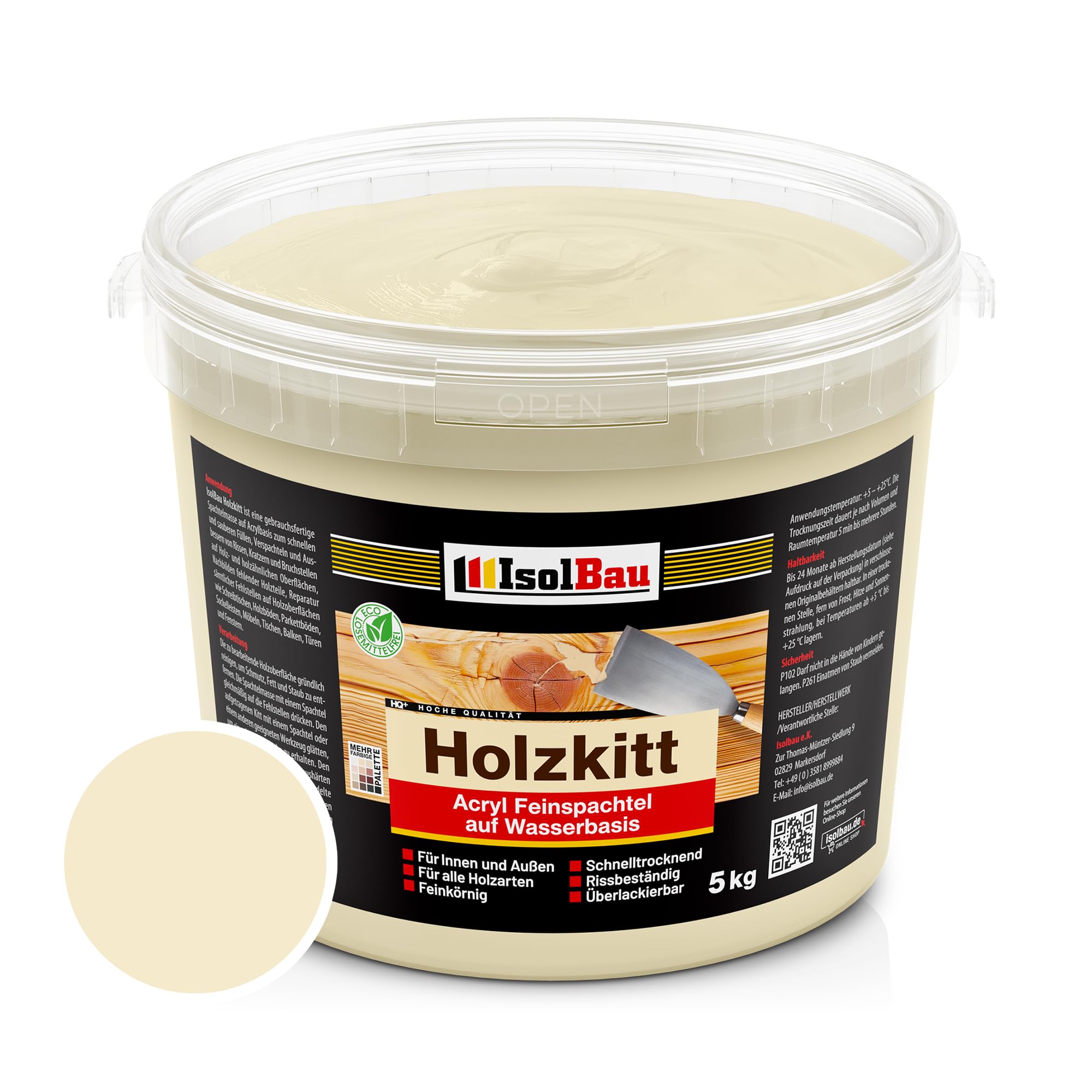Holzkitt Spachtelmasse Holzspachtelmasse Innen Außen 5 Kg Fichte ( Nr. 14 )
