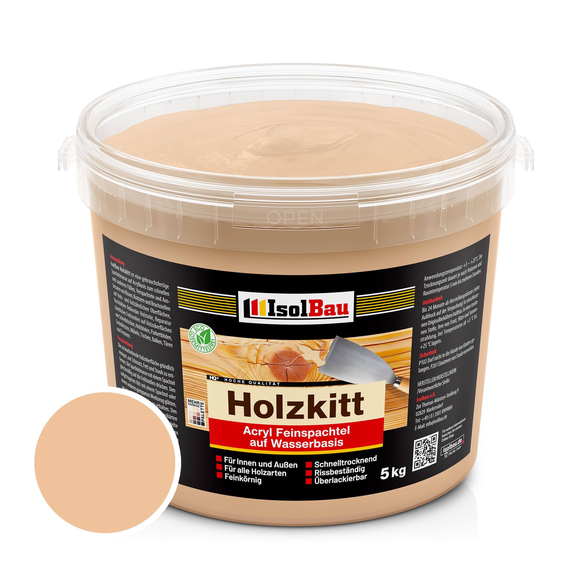 Holzkitt Spachtelmasse Holzspachtelmasse Außen Innen 5 Kg Erle ( Nr. 17 )