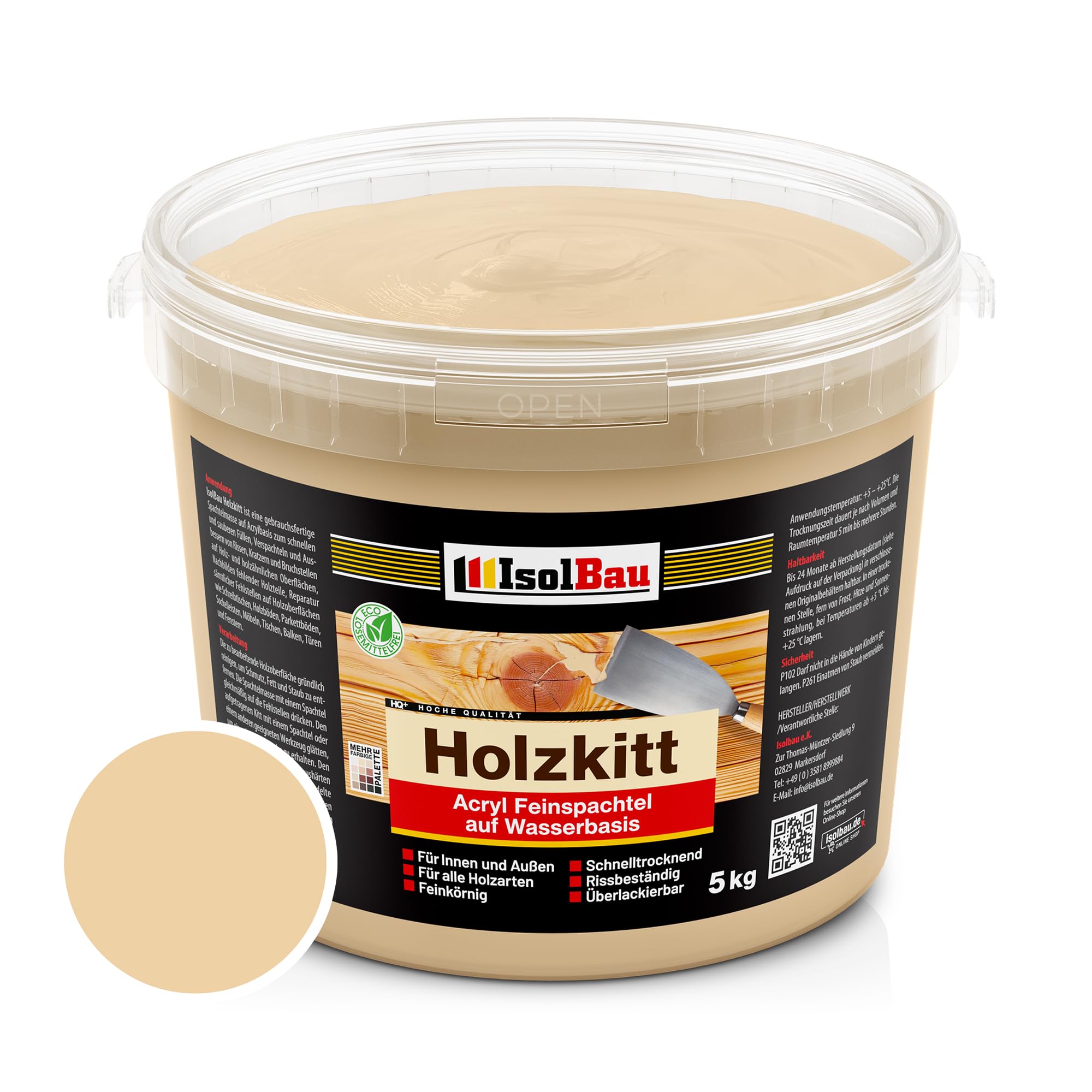 Holzkitt Spachtelmasse Holzspachtelmasse Außen Innen 5 Kg Kiefer Dunkel (nr. 10)