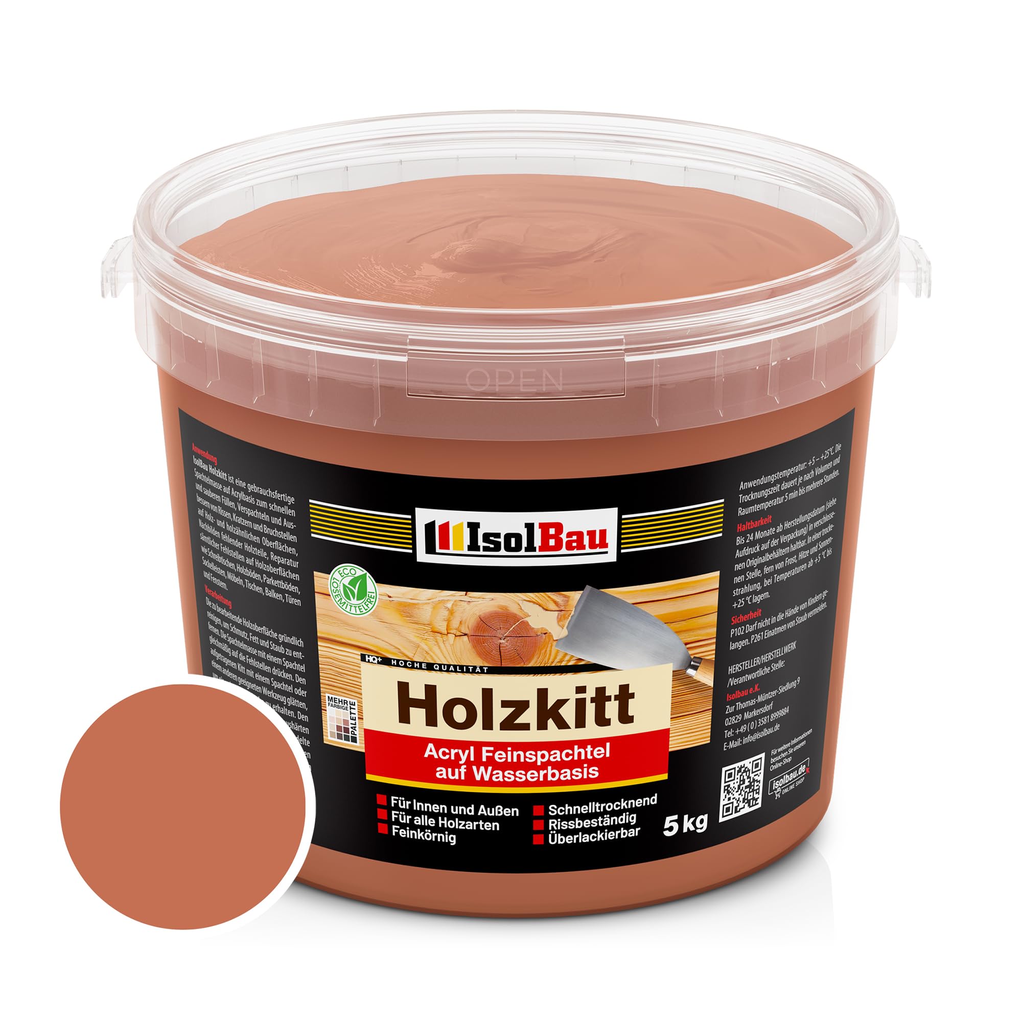 Holzkitt Spachtelmasse Holzspachtelmasse Innen Außen 5 Kg Mahagoni ( Nr. 15 )