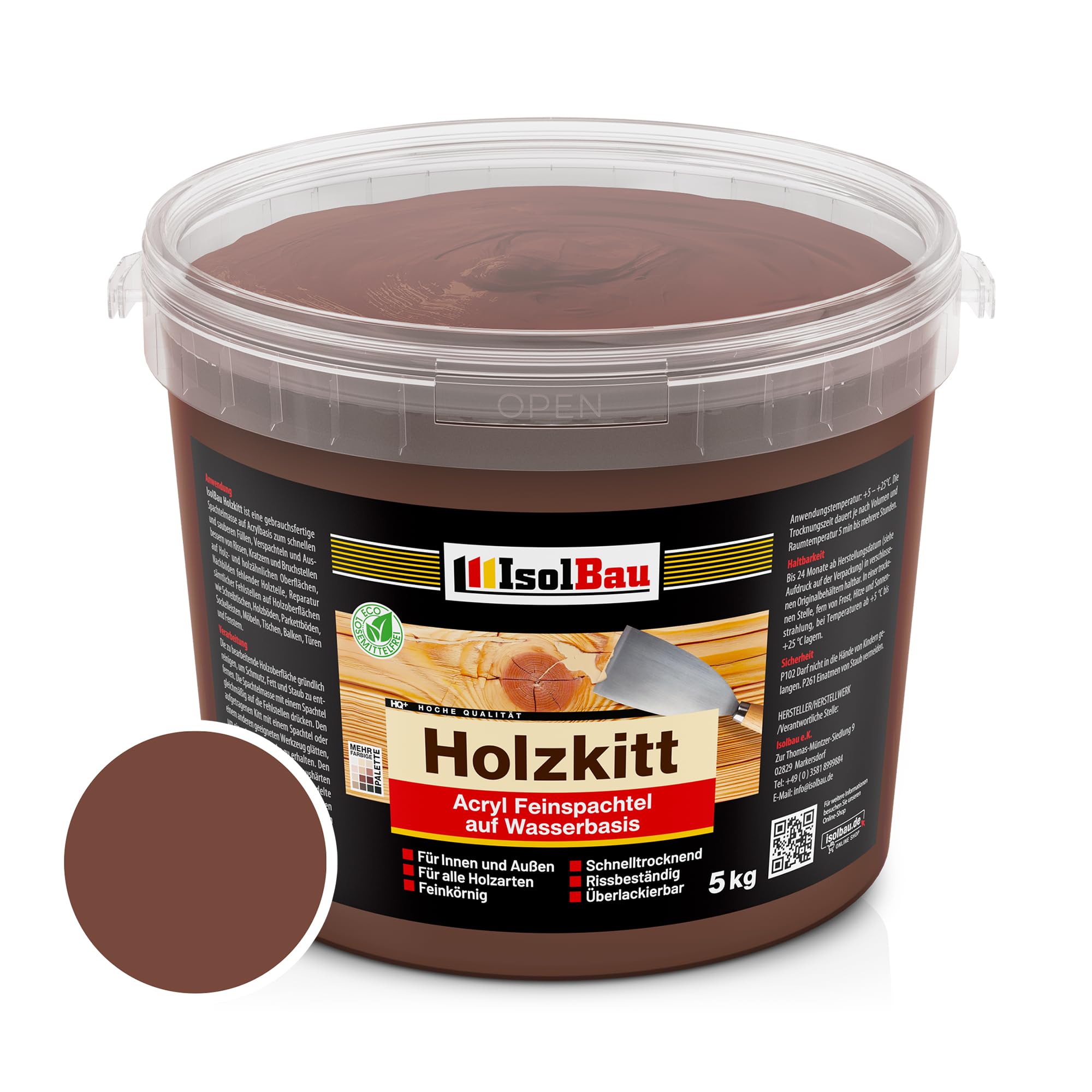 Holzkitt Spachtelmasse Holzspachtelmasse Innen Außen 5 Kg Palisander ( Nr. 13 )