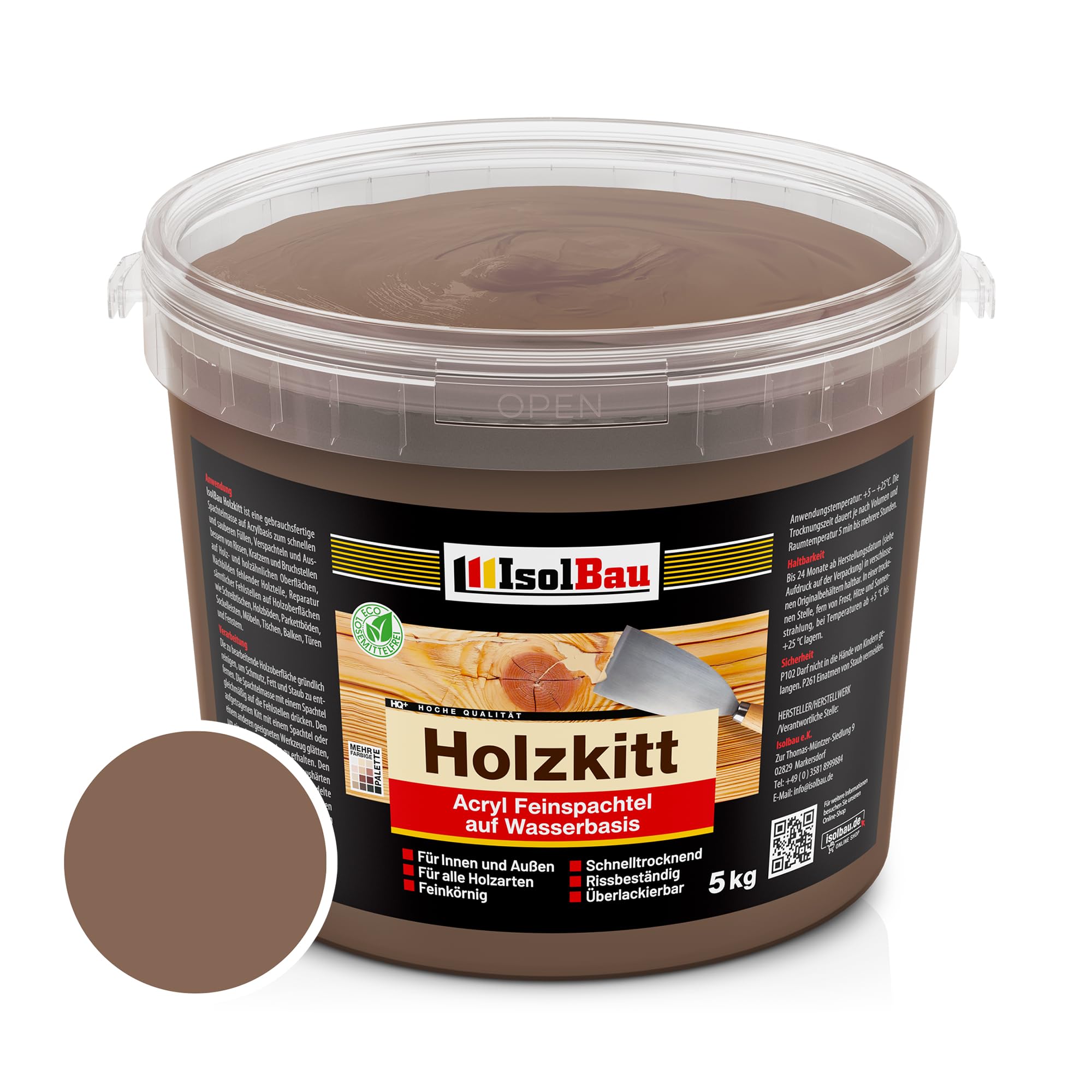 Holzkitt Spachtelmasse Holzspachtelmasse Innen Außen 5 Kg Wenge ( Nr. 22 )