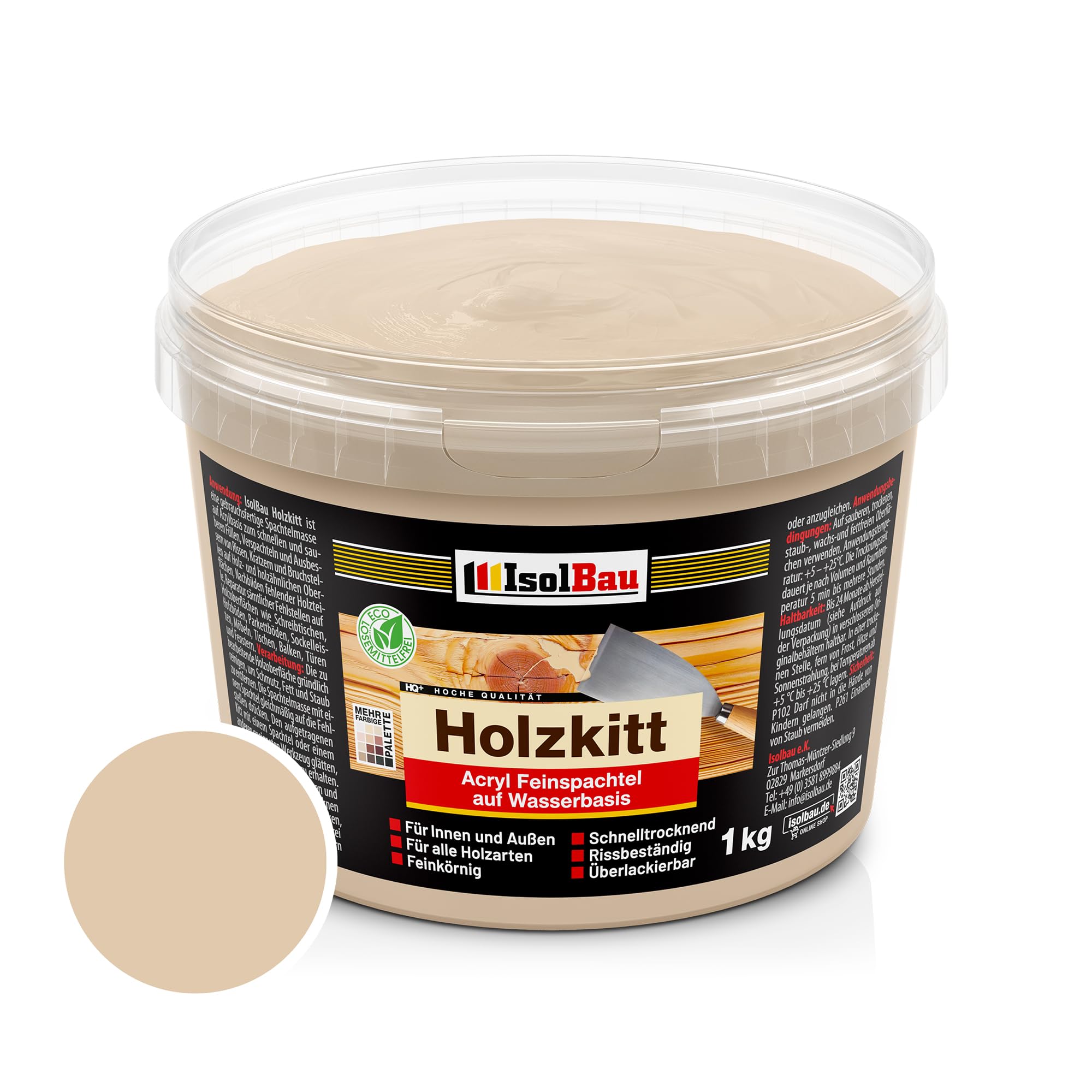 Holzkitt Spachtelmasse Holzspachtelmasse Außen Innen 1 Kg Buche Dunkel ( Nr. 7 )