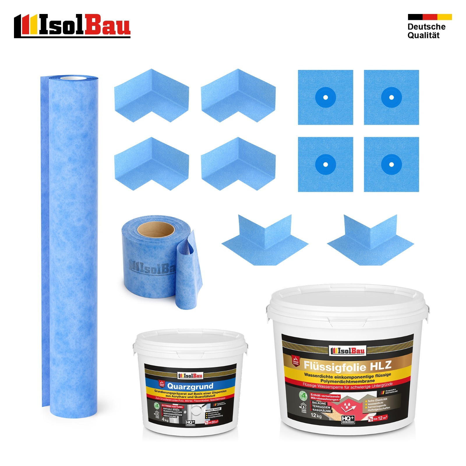 Dichtset Flüssigfolie Hlz 12 Kg Quarzgrund Dichtband Dichtbahn Dusche Bad Balkon