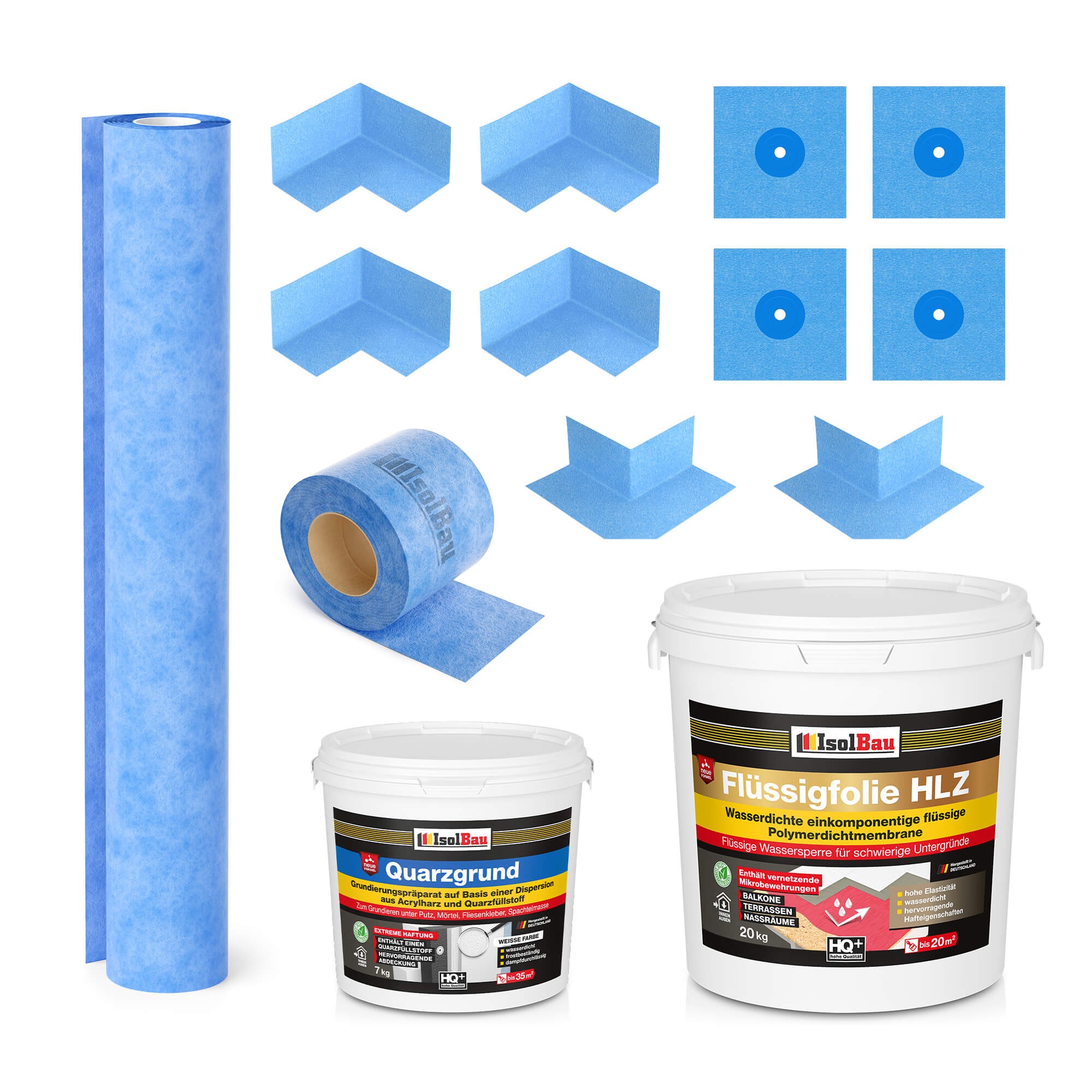 Dichtset Flüssigfolie Hlz 20 Kg Quarzgrund Dichtband Dichtbahn Dusche Bad Balkon