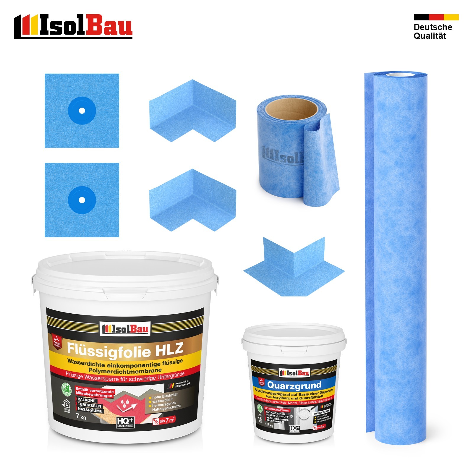 Dichtset Flüssigfolie Hlz 7 Kg Quarzgrund Dichtbahn Dichtband Dusche Balkon Bad