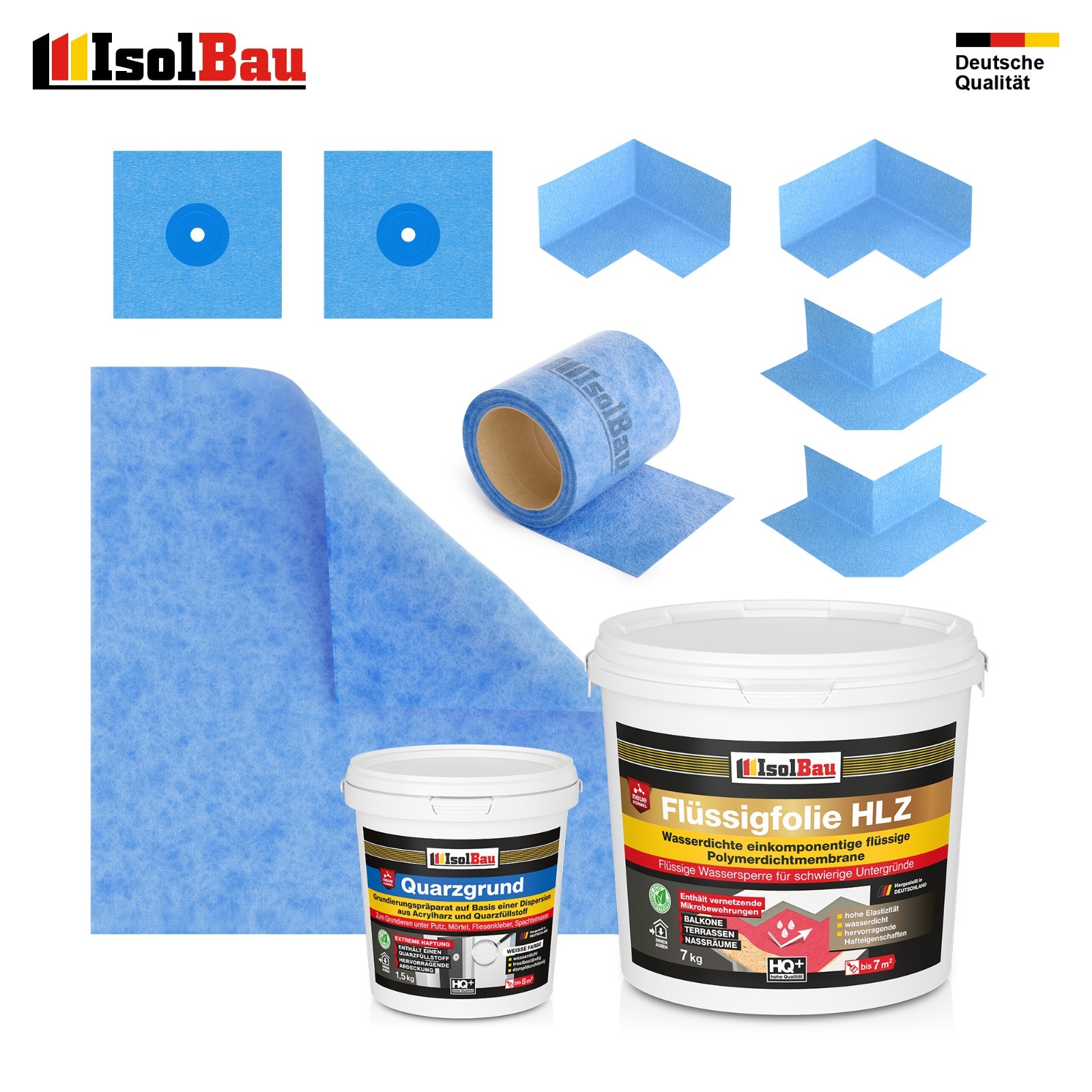 Dichtset Flüssigfolie Hlz 7 Kg Quarzgrund Dichtband Dichtbahn Dusche Bad Balkon