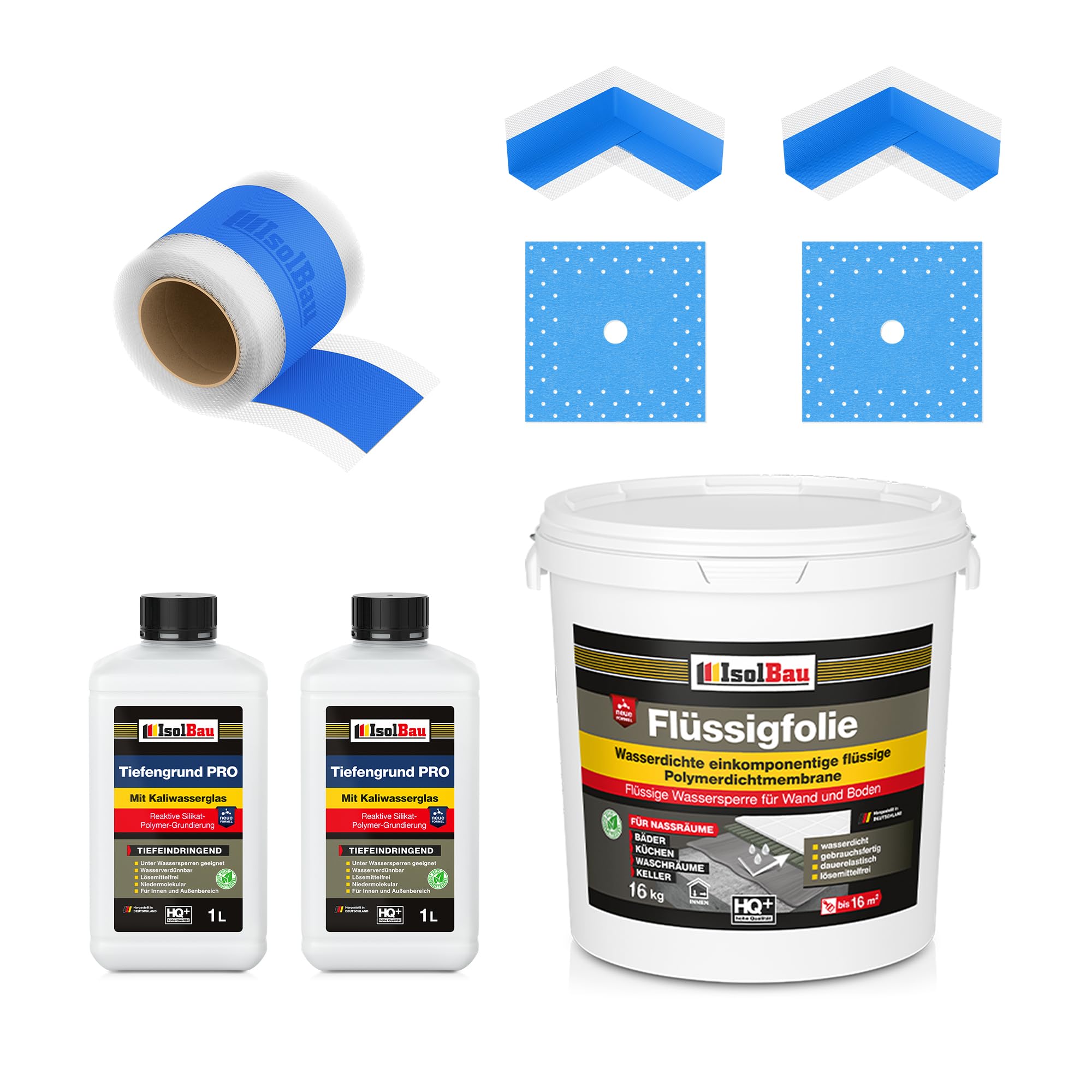 Dichtset Dusche Flüssigfolie 16 Kg Abdichtset Dichtband Bad Duschelement Set