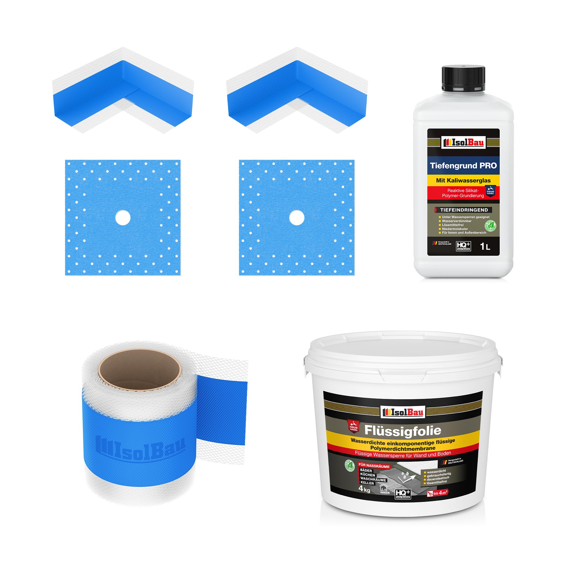 Dichtset Dusche Flüssigfolie 4 Kg Abdichtset Bad Dichtband Duschelement Set