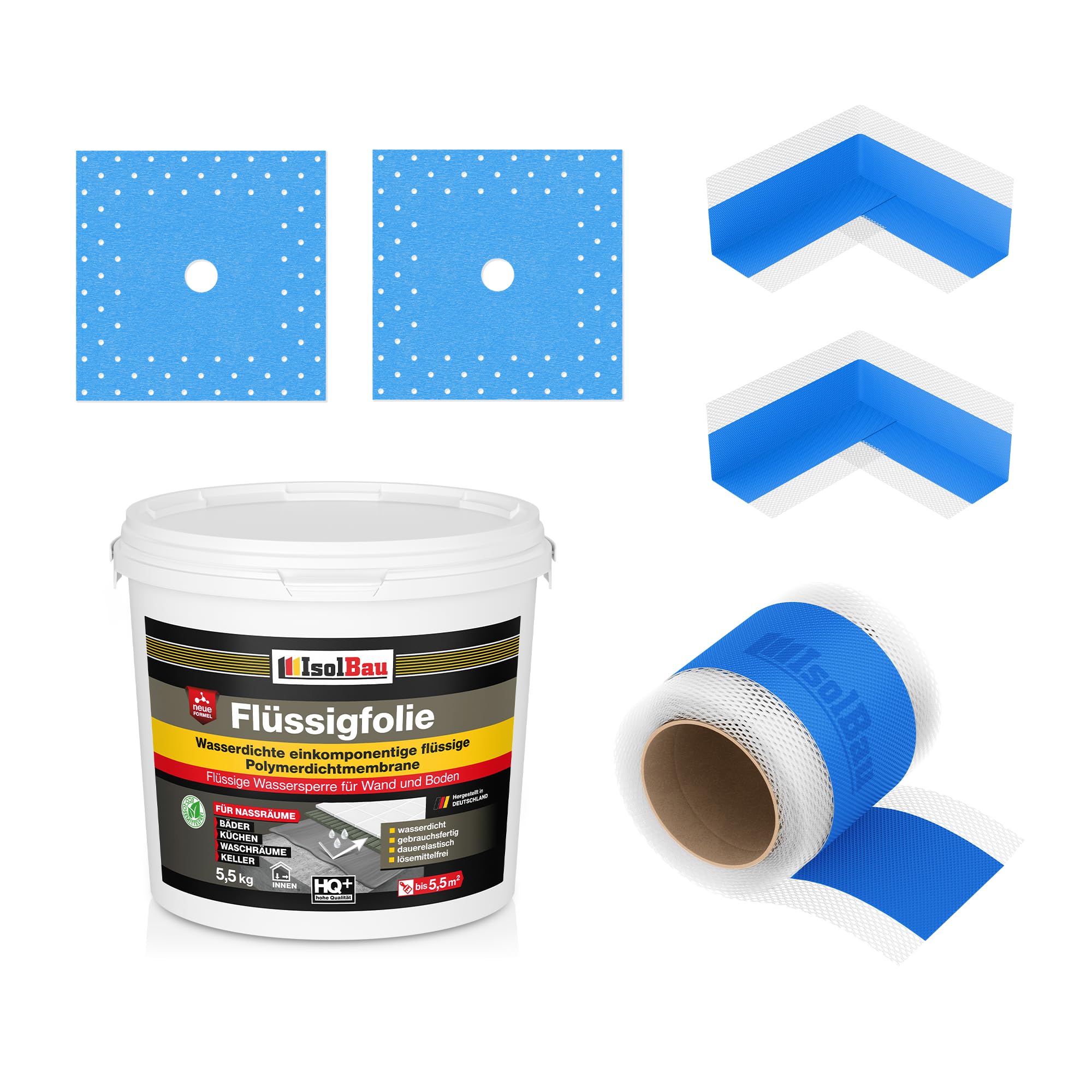 Dichtset Dusche Flüssigfolie 5,5 Kg Abdichtset Dichtband Bad Duschelement Set