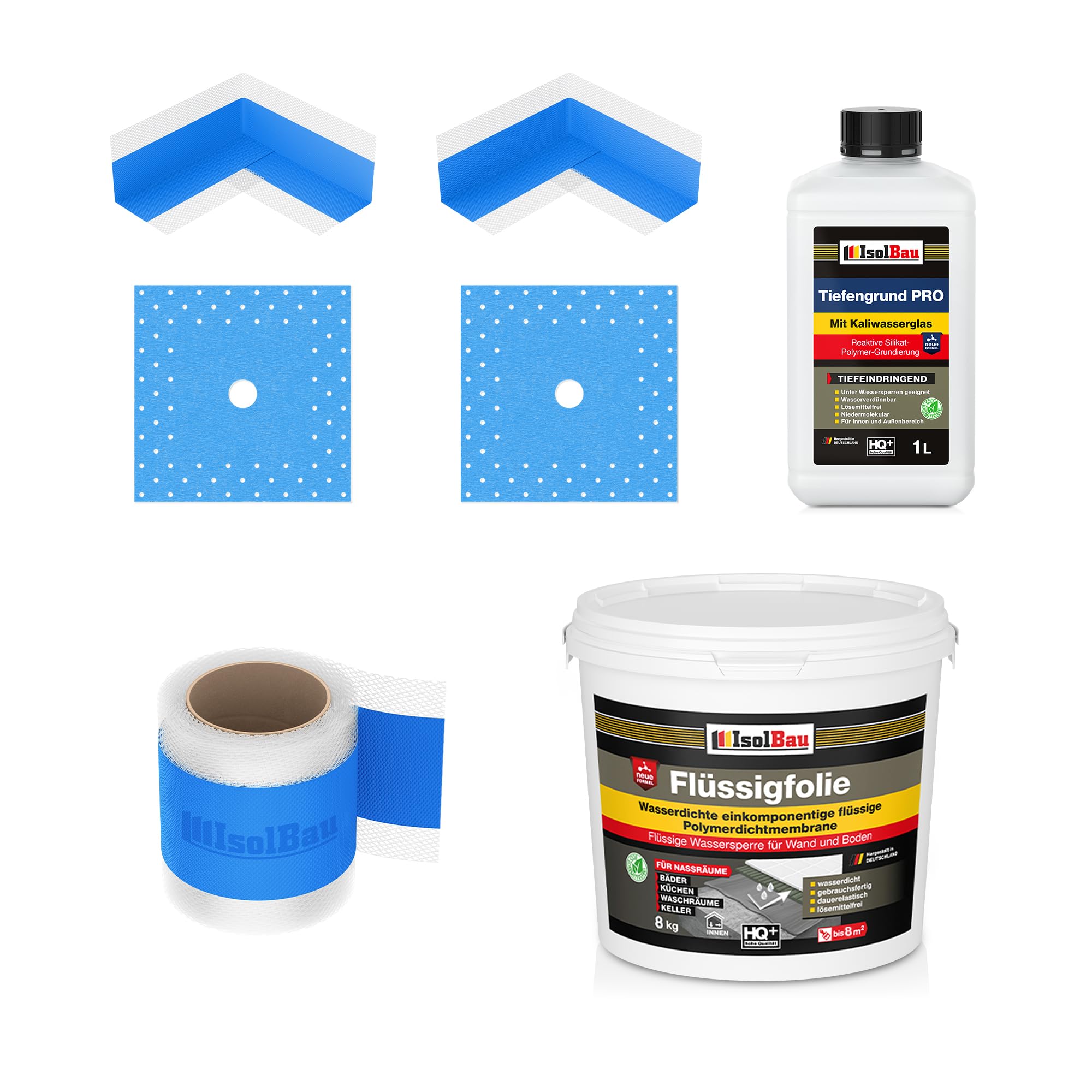 Dichtset Dusche Flüssigfolie 8 Kg Abdichtset Bad Dichtband Duschelement Set