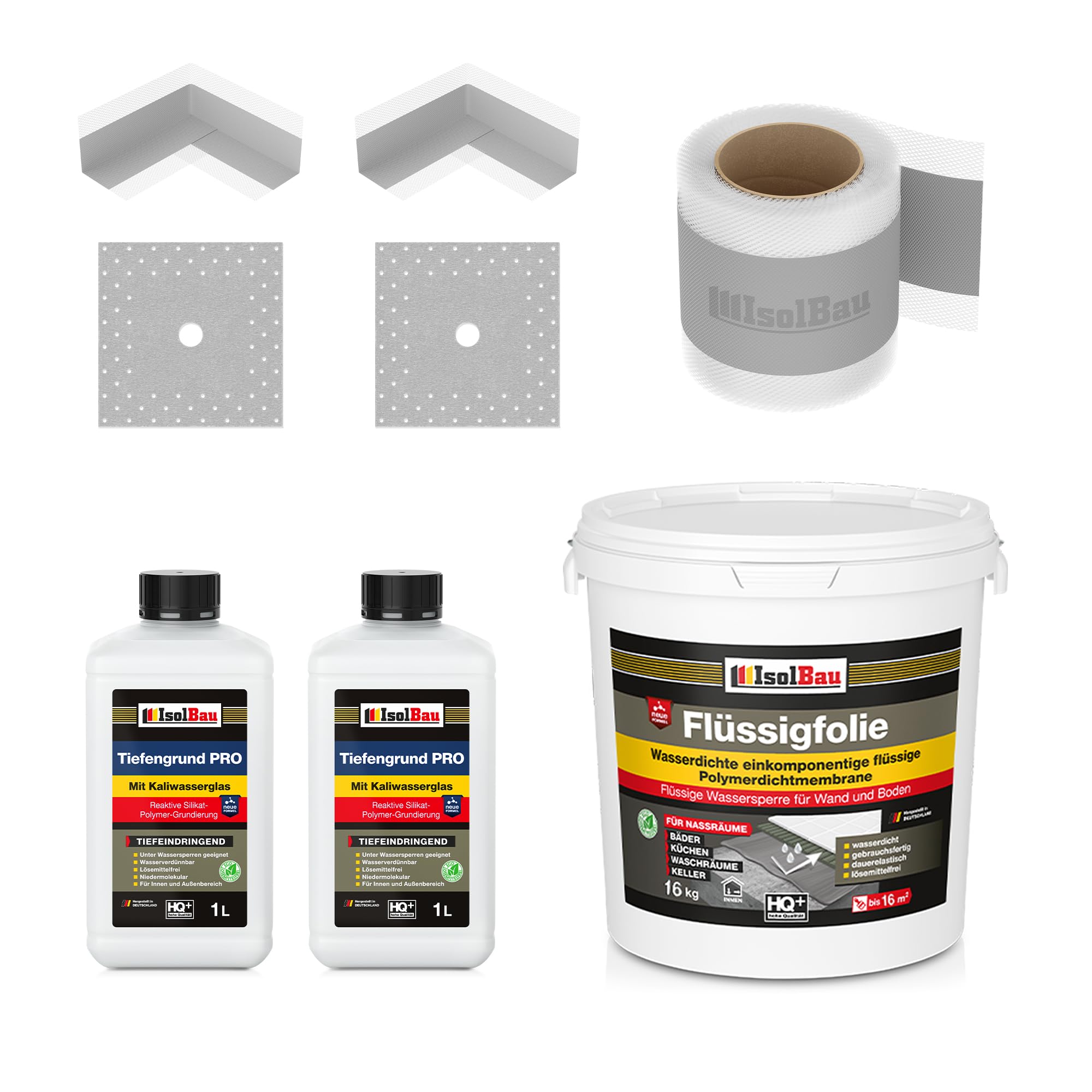Dichtset Flüssigfolie 16kg Dusche Dichtfolie Bad Dichtband Dichtecke Tiefengrund