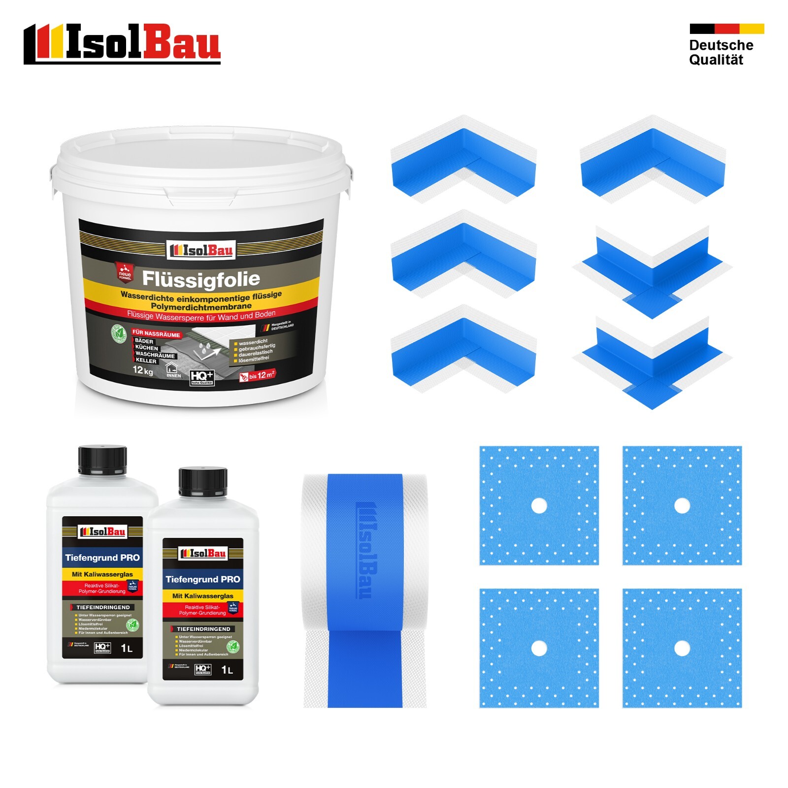 Dichtset Dusche Flüssigfolie 12 Kg Bad Abdichtset Dichtband Set Duschelement