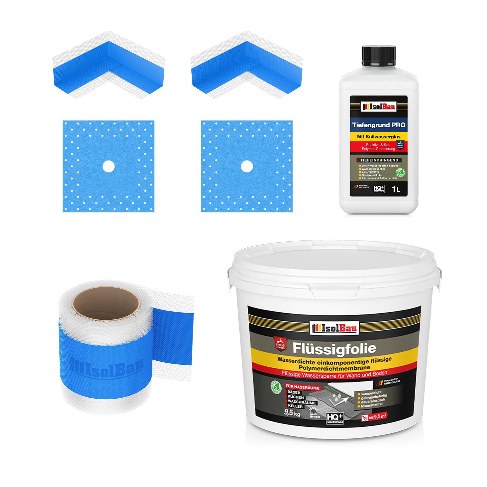 Dichtset Dusche Flüssigfolie 9,5 Kg Abdichtset Dichtband Bad Duschelement Set
