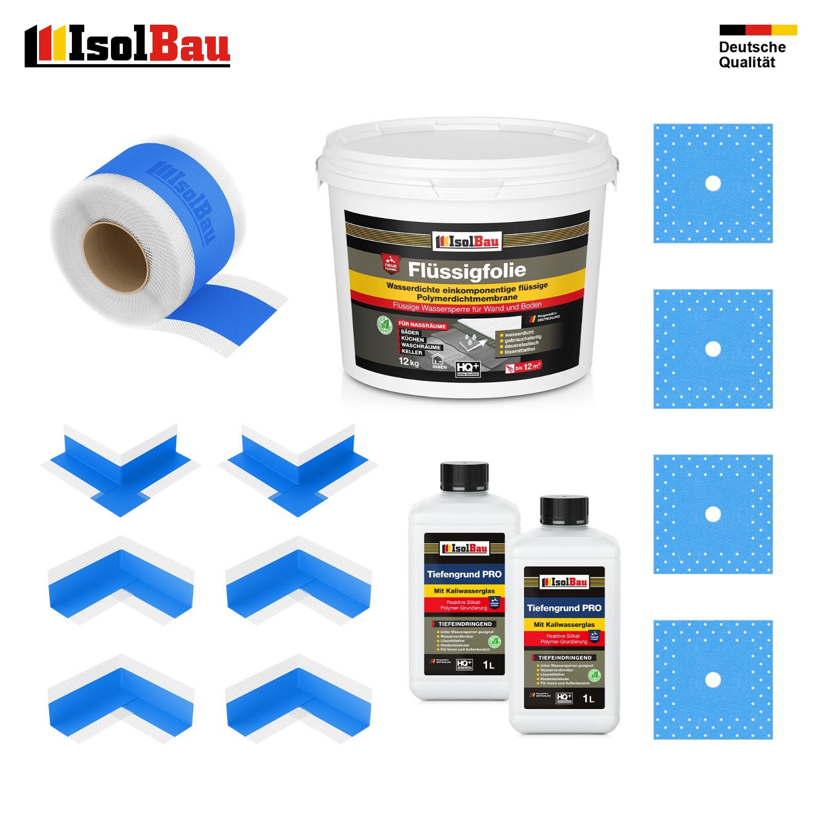 Dichtset Dusche Flüssigfolie 12 Kg Bad Dichtband Abdichtset Set Duschelement