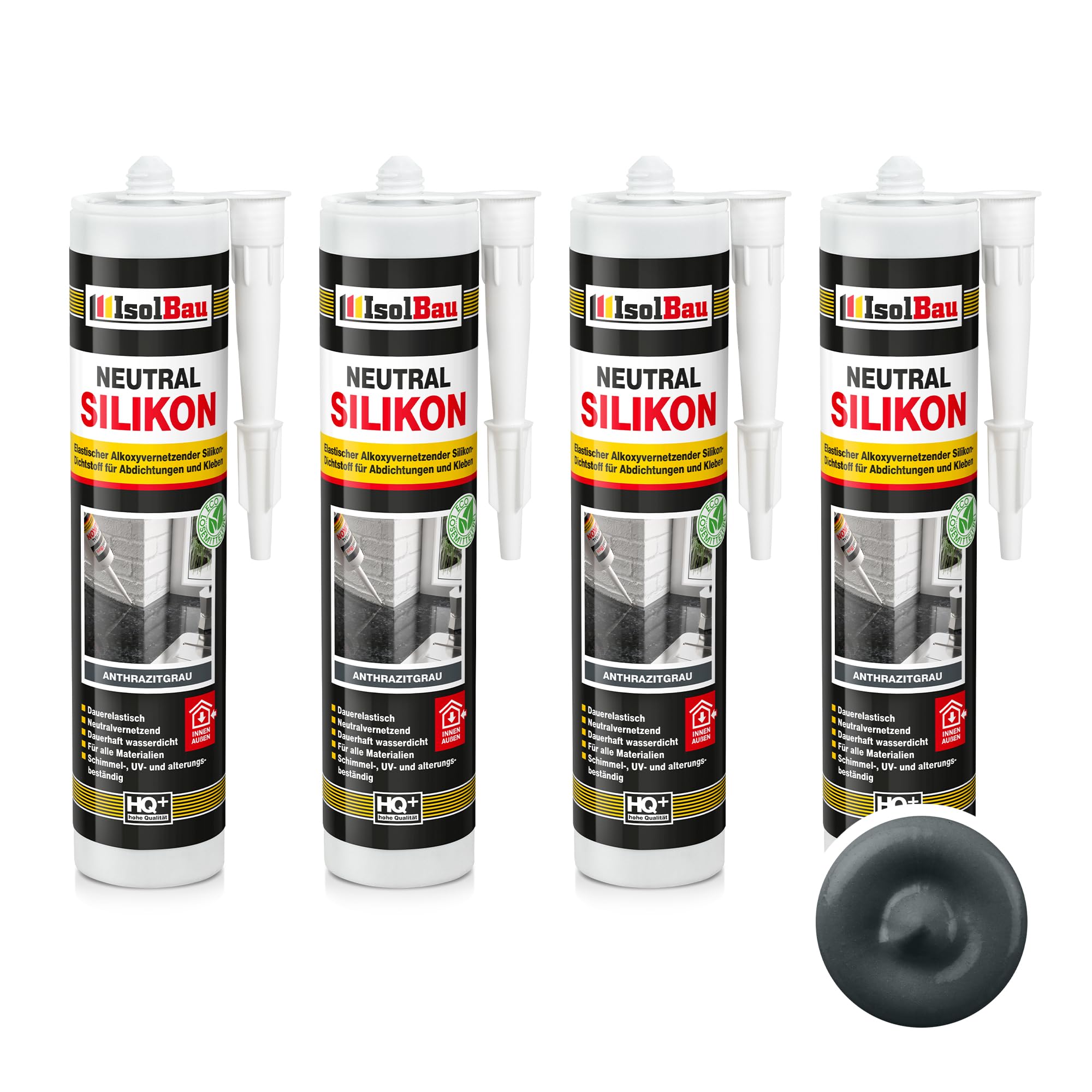 Neutralsilikon Naturstein Silikon Sanitär Marmor Inn/auß 4 X 300ml Anthrazitgrau
