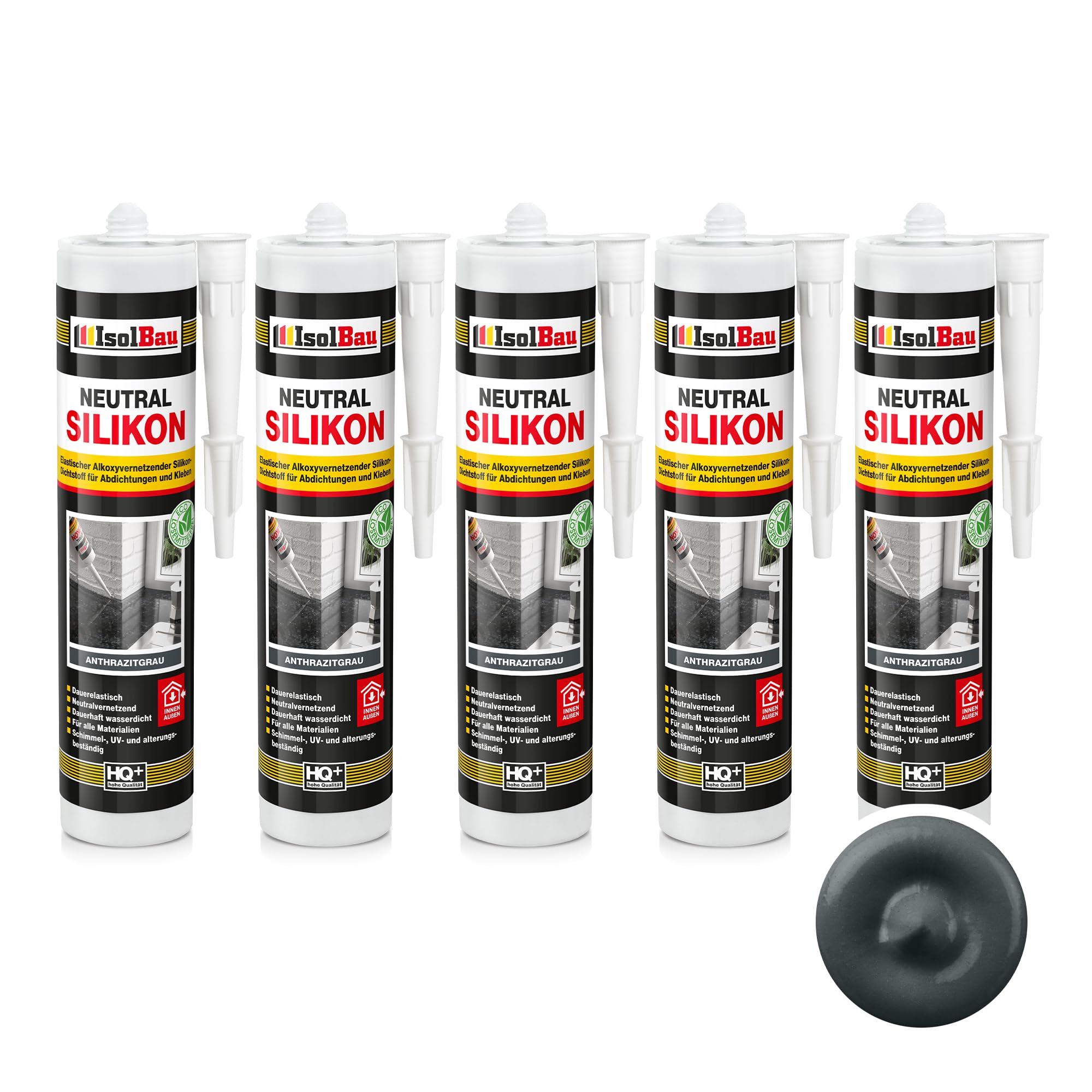 Neutralsilikon Naturstein Silikon Sanitär Marmor Inn/auß 5 X 300ml Anthrazitgrau