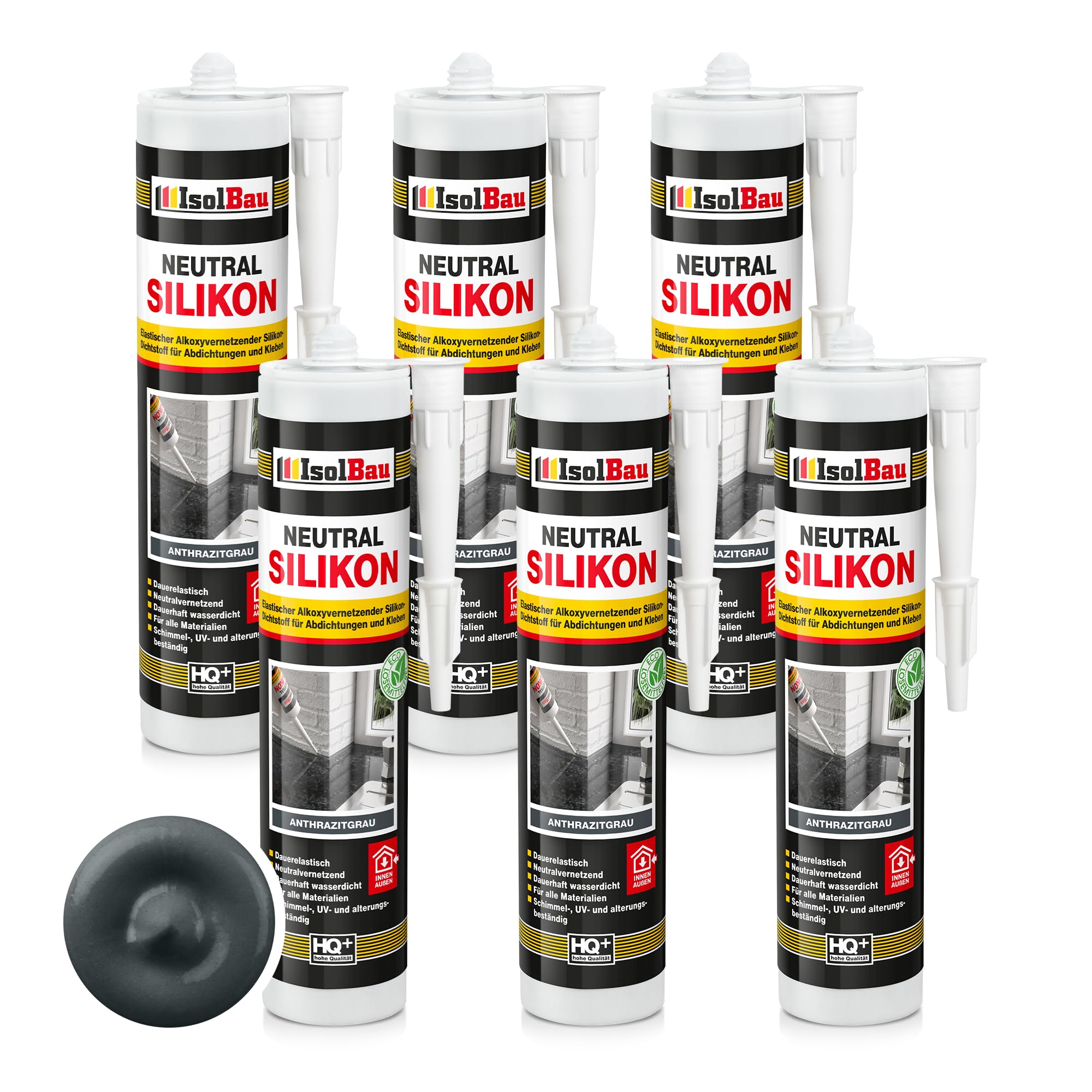 Neutralsilikon Naturstein Silikon Sanitär Marmor Inn/auß 6 X 300ml Anthrazitgrau