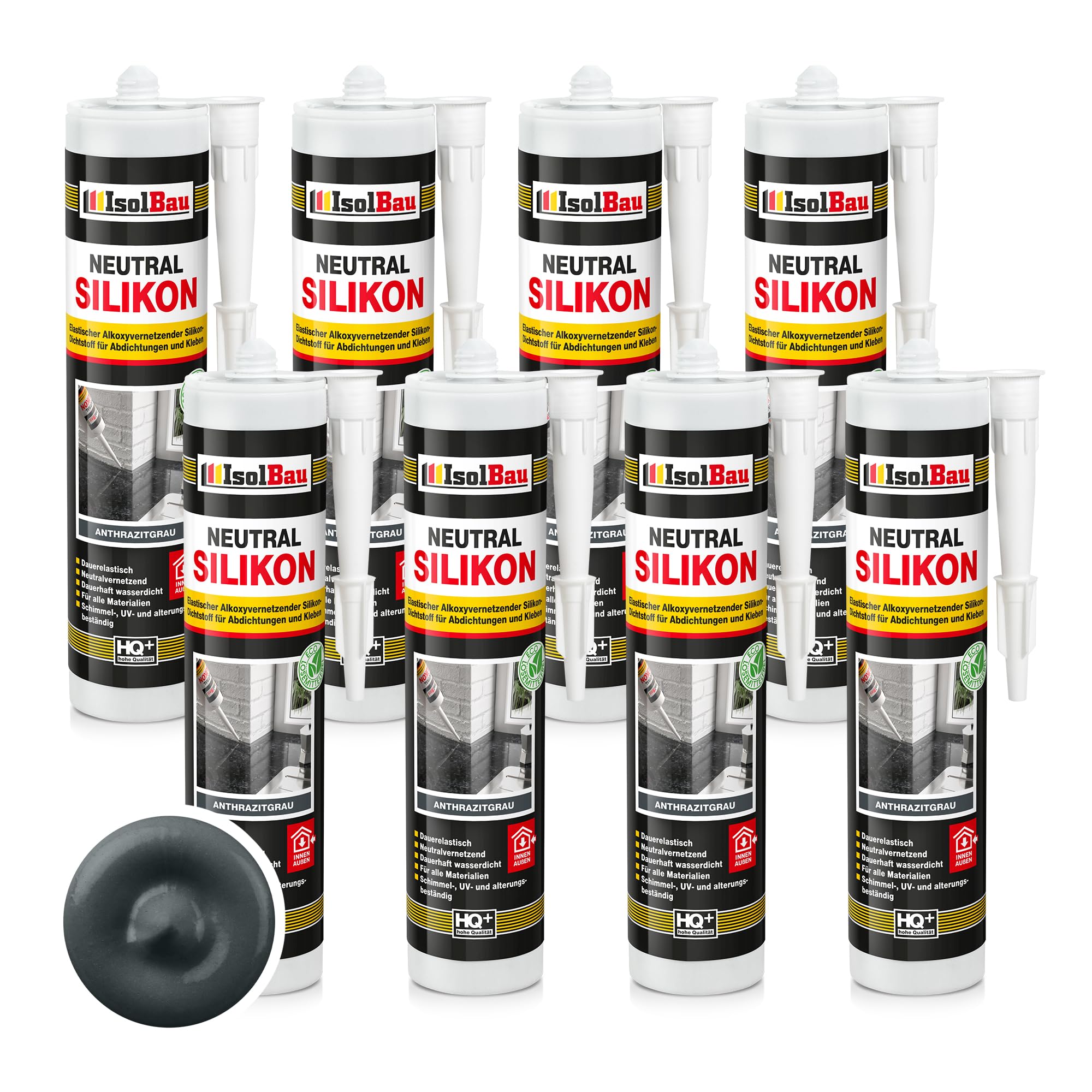 Neutralsilikon Naturstein Silikon Sanitär Marmor Inn/auß 8 X 300ml Anthrazitgrau