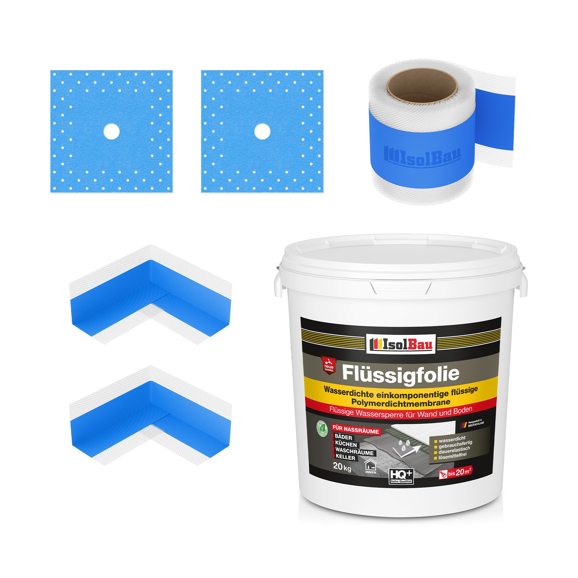 Dichtset Dusche Flüssigfolie 20 Kg Abdichtset Dichtband Duschelement Bad Set