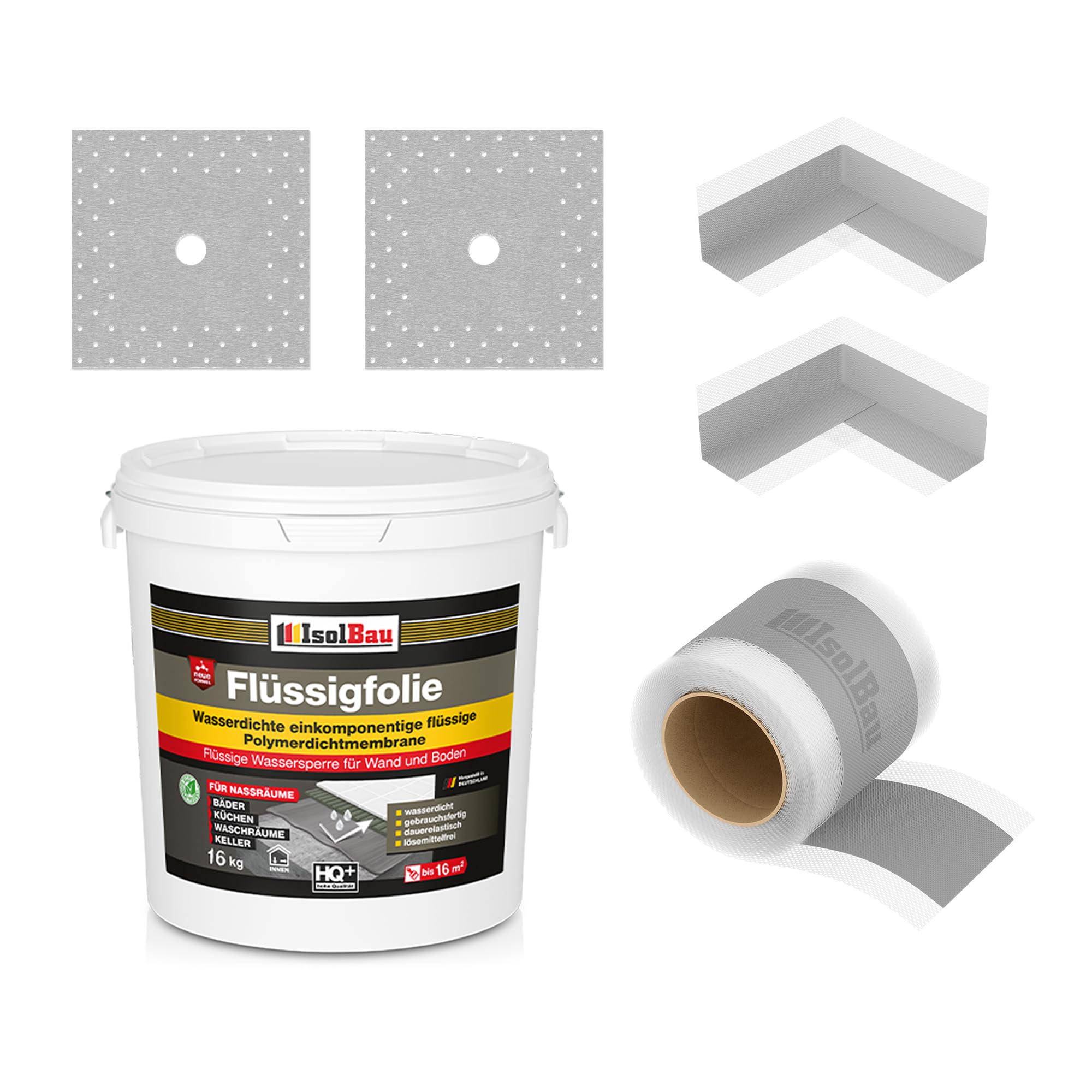 Dichtset Dusche Flüssigfolie 16 Kg Dichtband Abdichtset Duschelement Set Bad