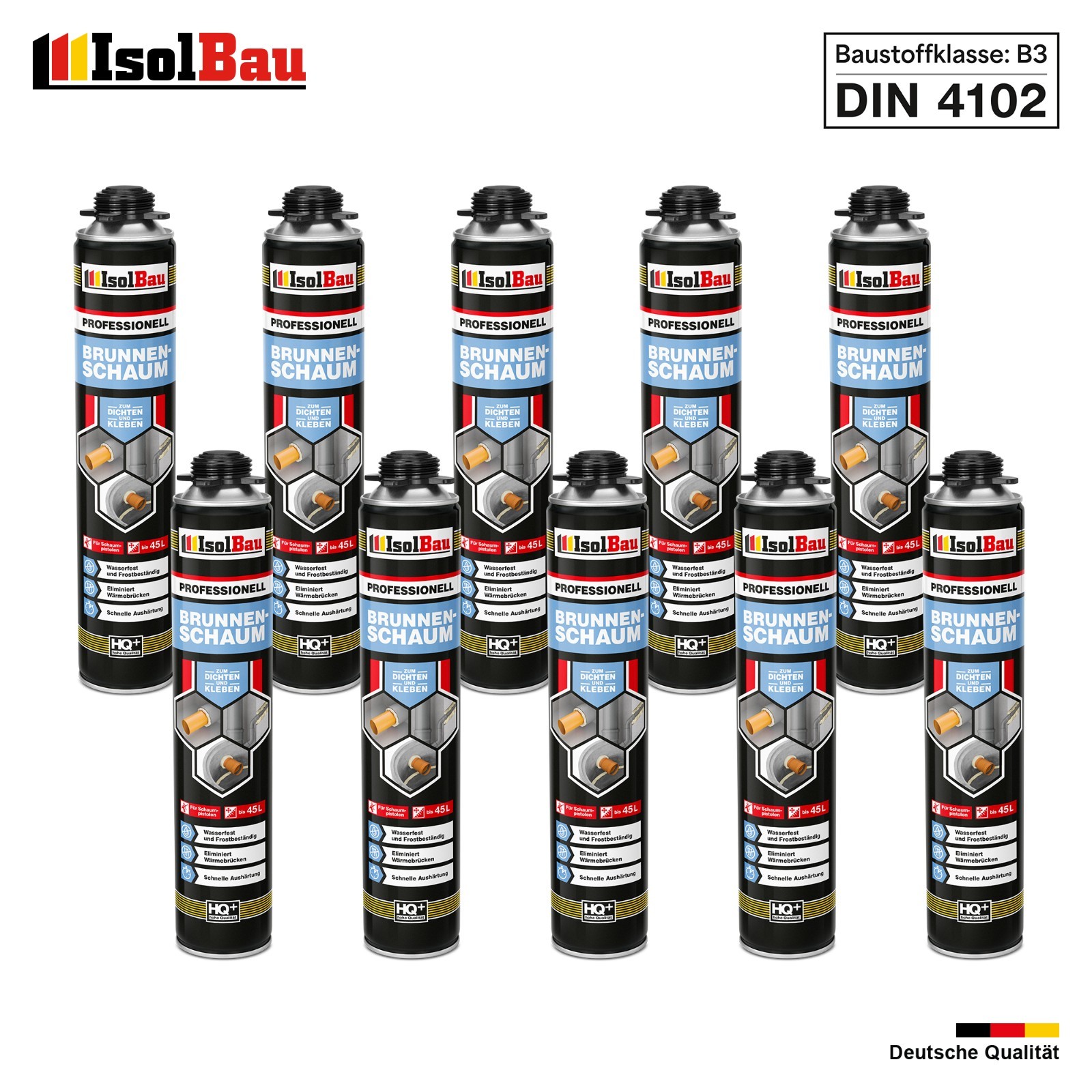 Brunnenschaum 10 X 750ml Bauschaum Pistolenschaum Montageschaum Isolbau