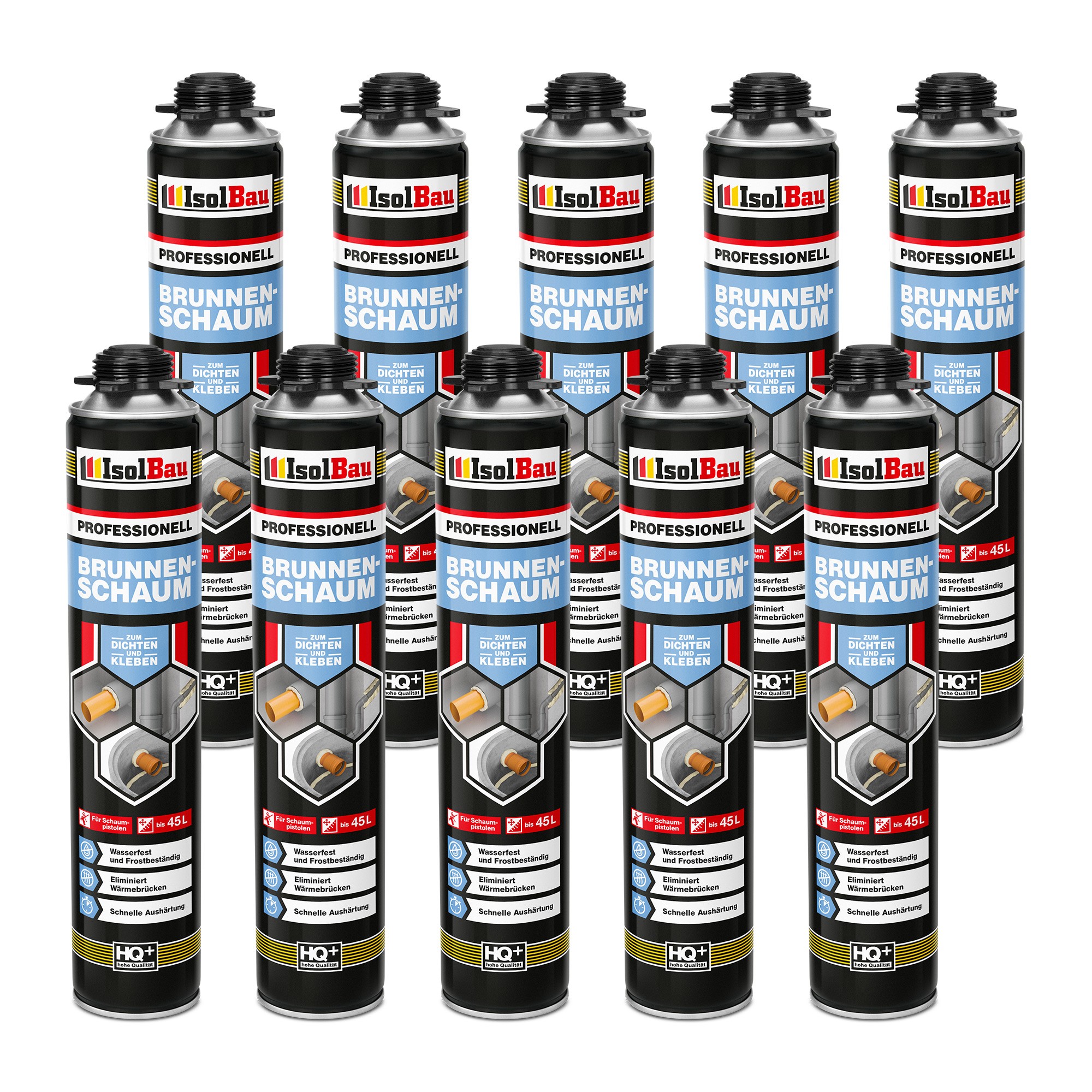 Brunnenschaum 10 X 750ml Bauschaum Montageschaum Pistolenschaum Isolbau