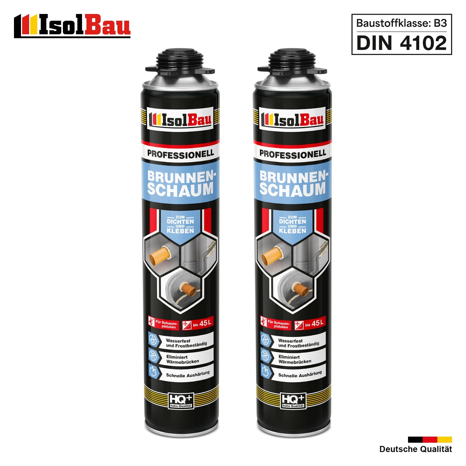 Brunnenschaum 2 X 750ml Bauschaum Pistolenschaum Montageschaum Isolbau