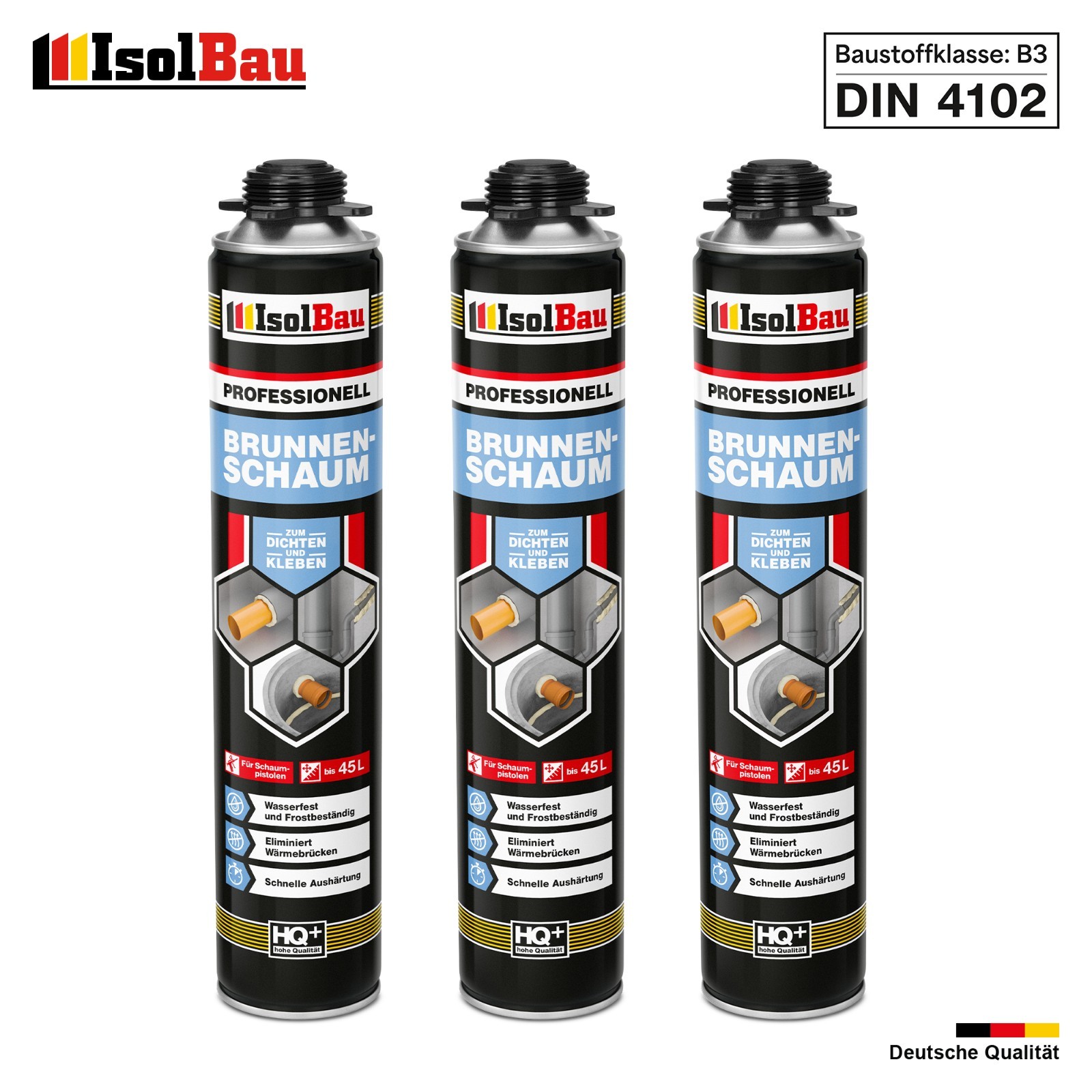 Brunnenschaum 3 X 750ml Bauschaum Pistolenschaum Montageschaum Isolbau