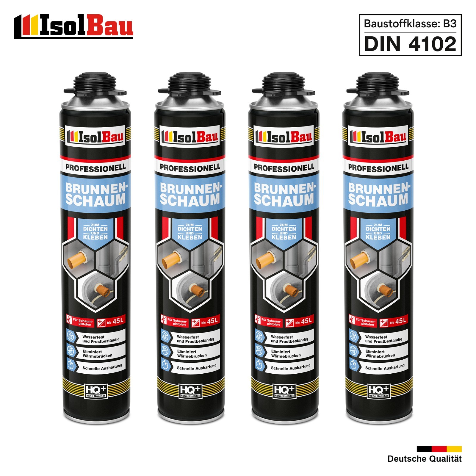 Brunnenschaum 4 X 750ml Bauschaum Pistolenschaum Montageschaum Isolbau