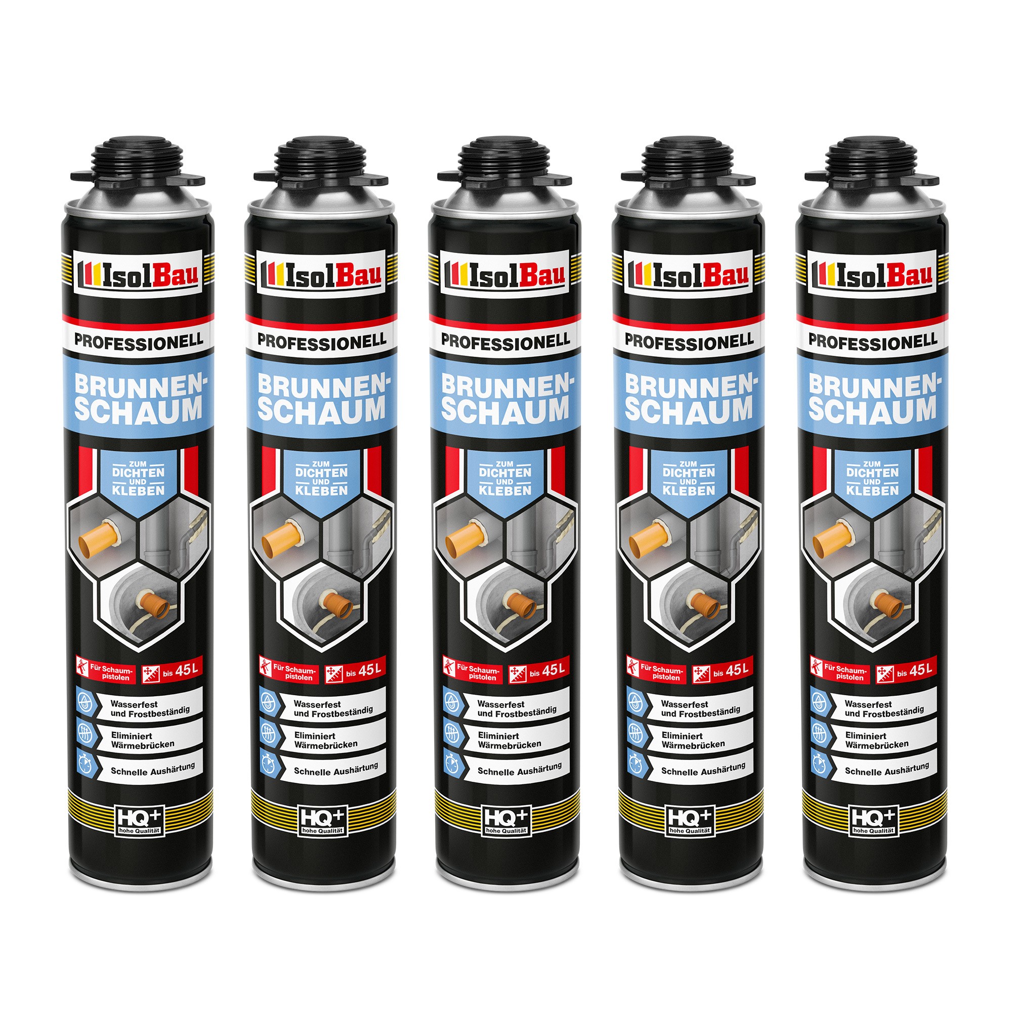 Brunnenschaum 5 X 750ml Bauschaum Montageschaum Pistolenschaum Isolbau