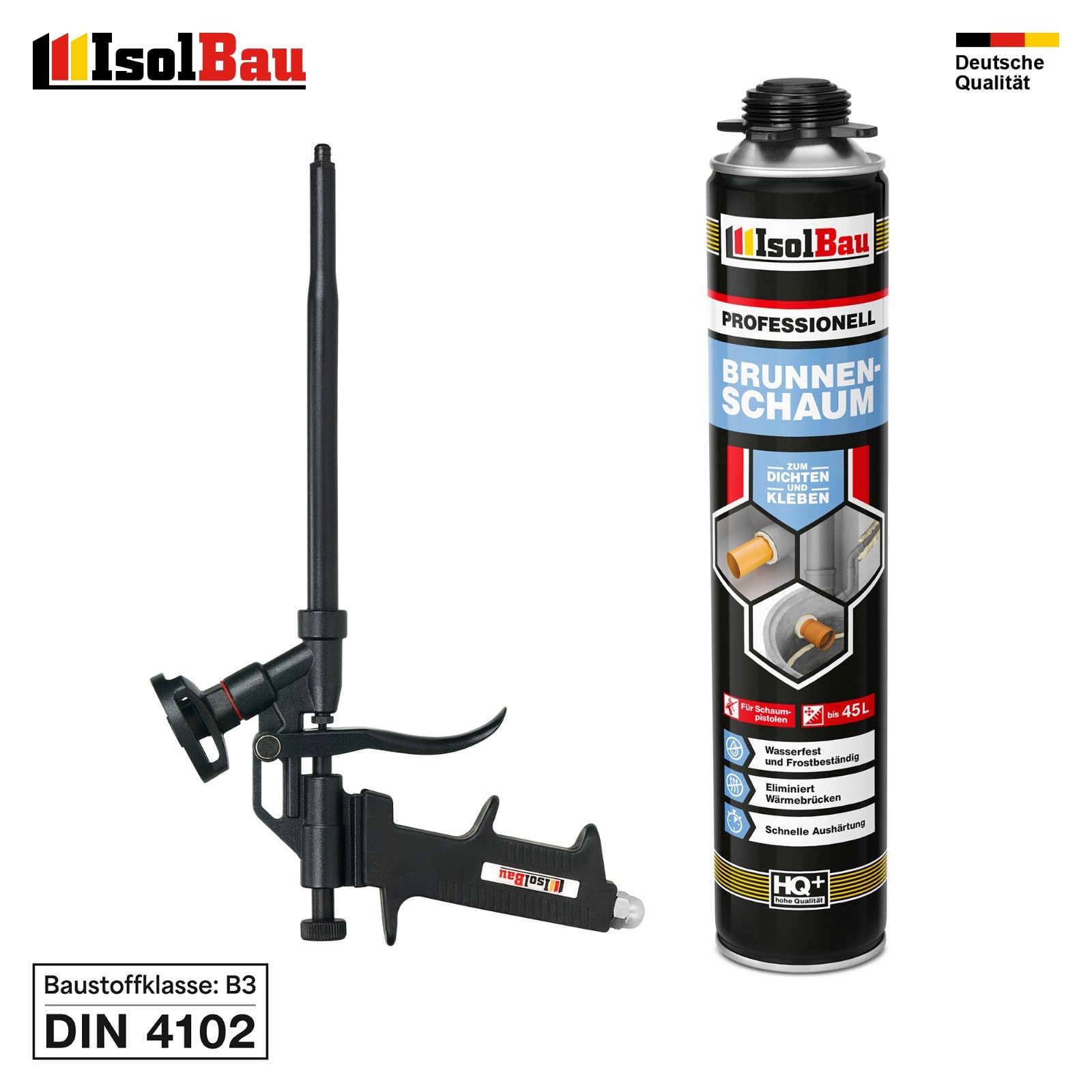 Brunnenschaum 1 X 750ml Bauschaum 1x Teflon Pistole Pistolenschaum Montageschaum