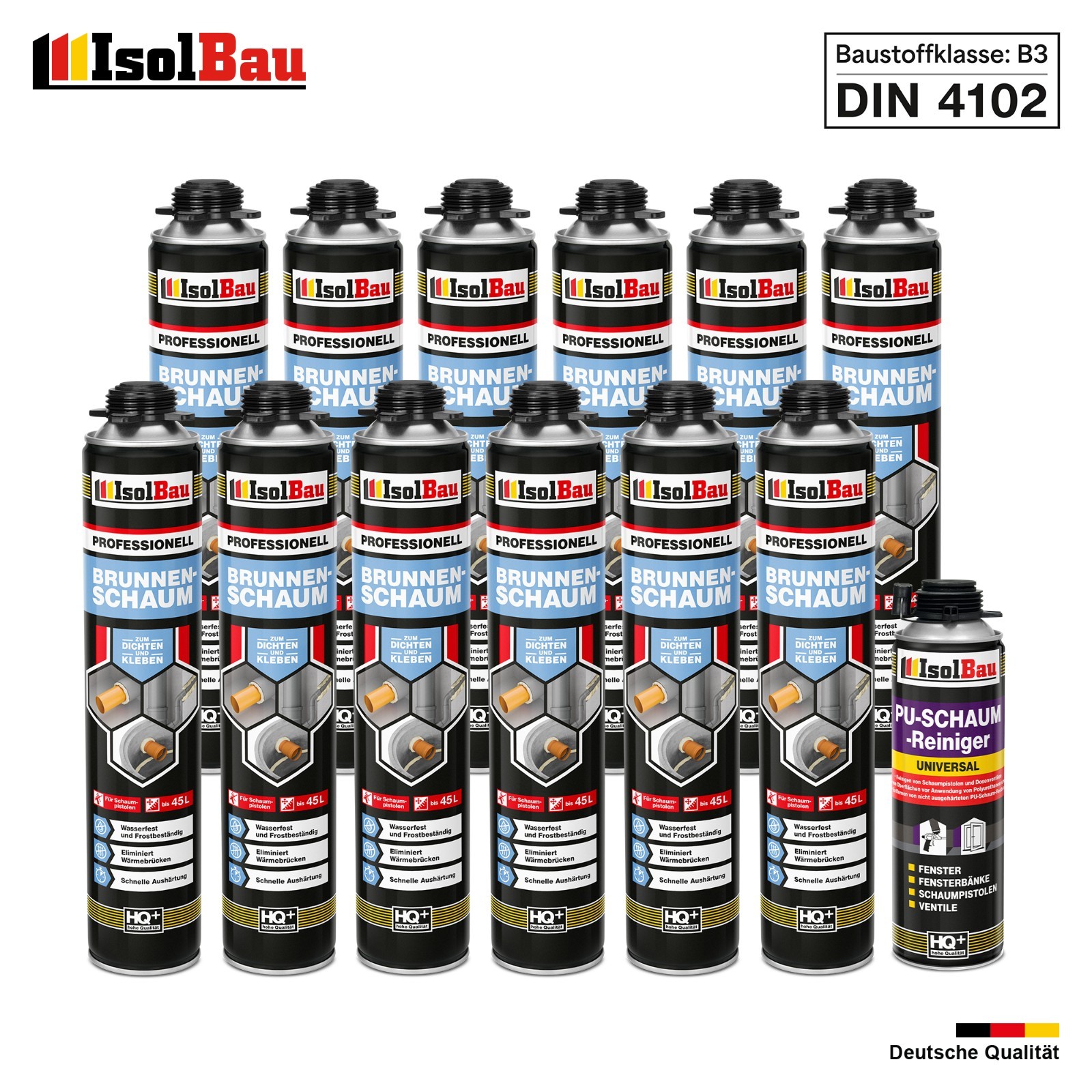 Brunnenschaum 12 X 750ml Bauschaum 1 X Reiniger Pistolenschaum Montageschaum